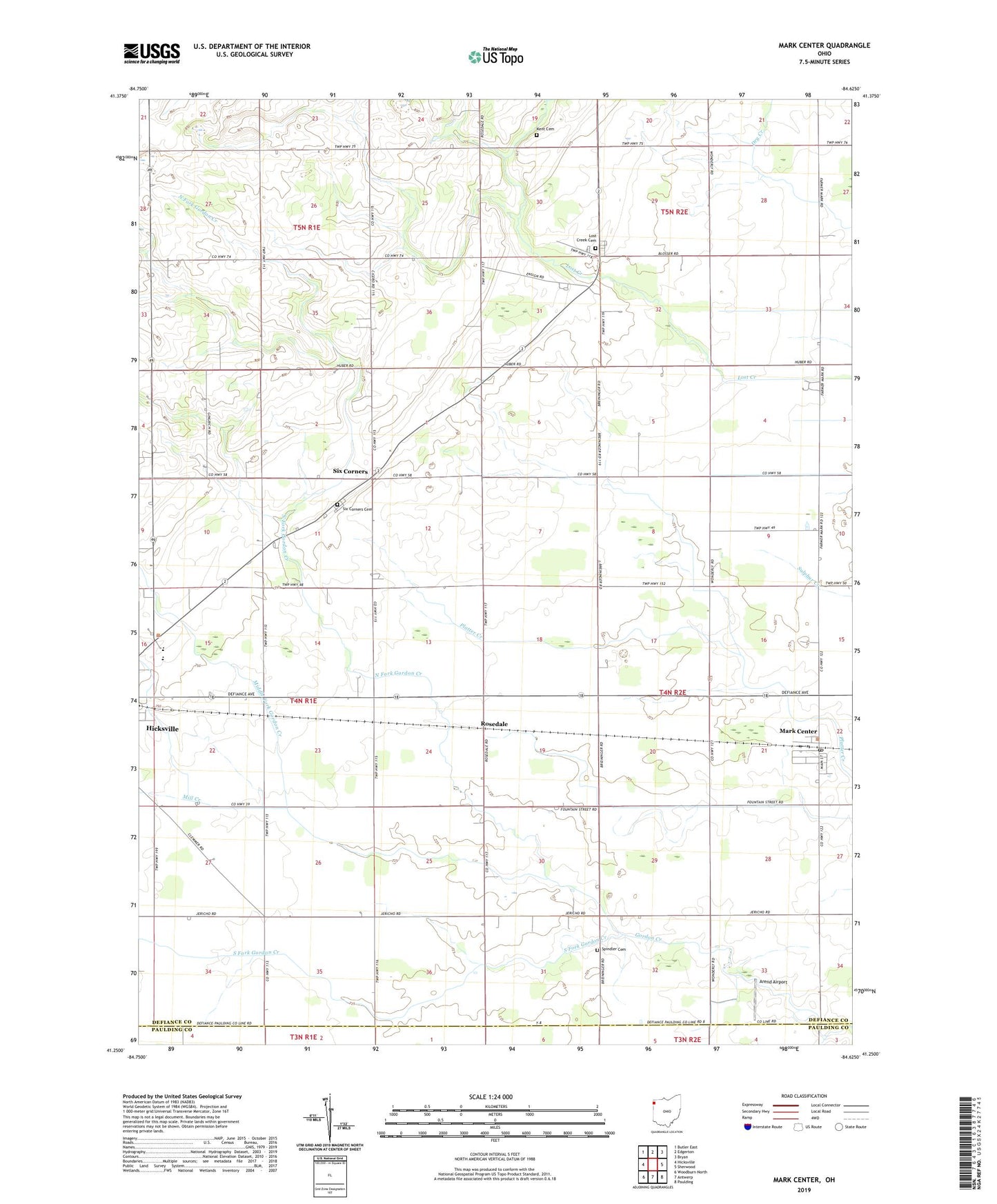 Mark Center Ohio US Topo Map Image