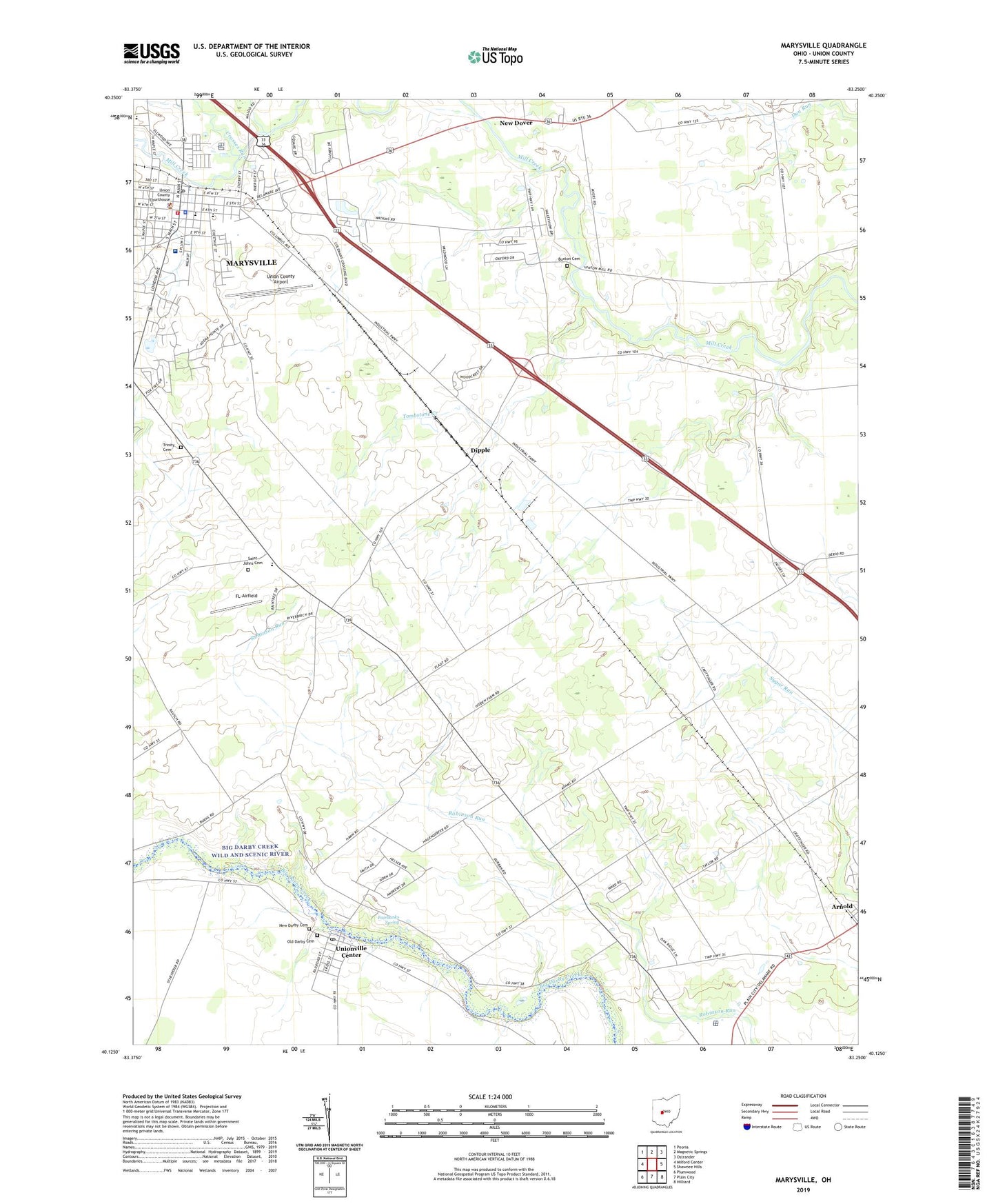 Marysville Ohio US Topo Map Image