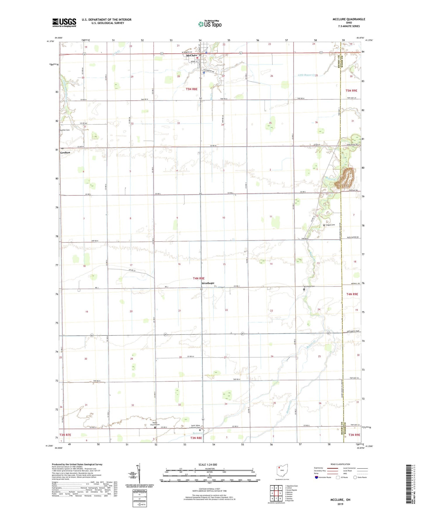 McClure Ohio US Topo Map Image