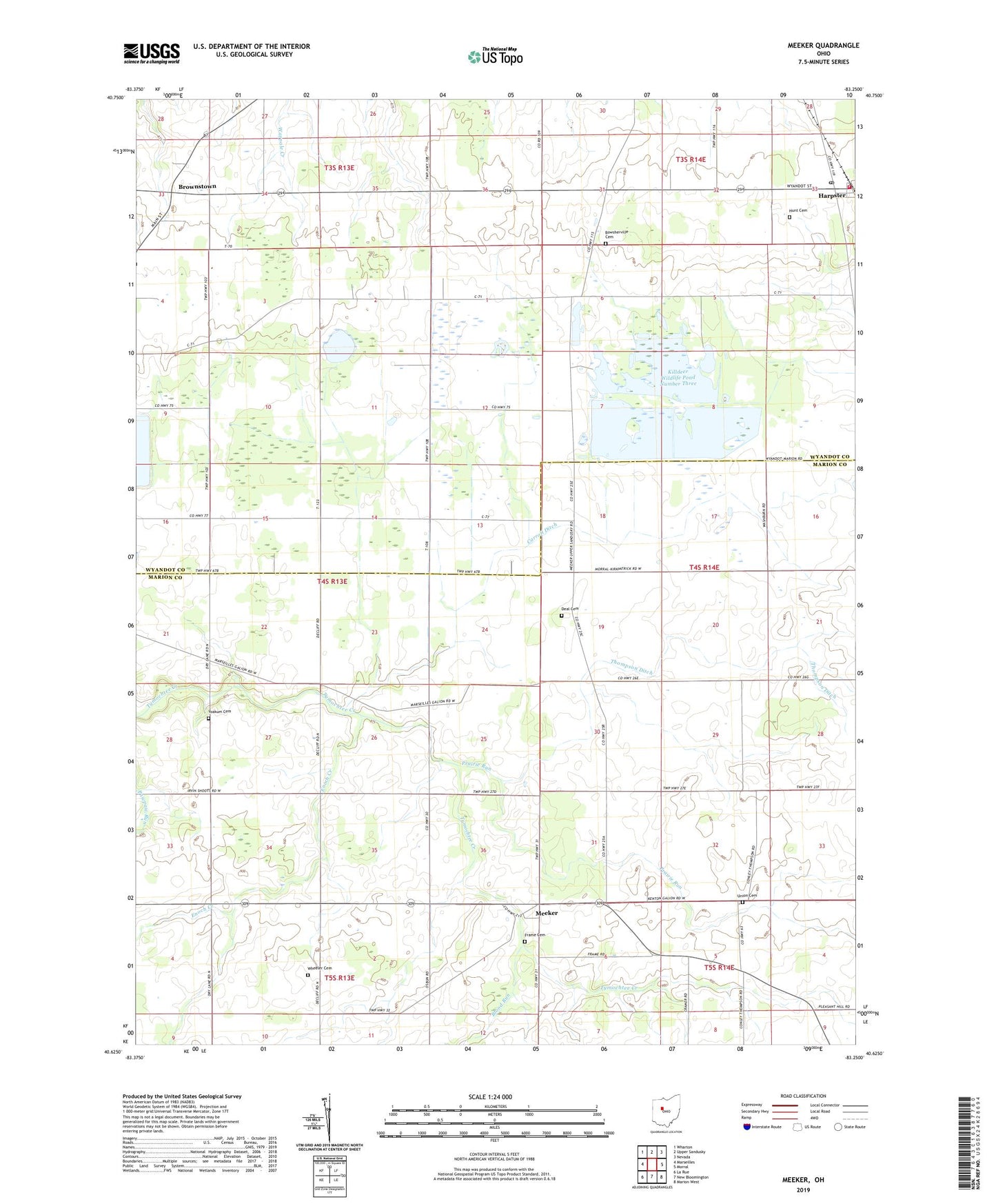 Meeker Ohio US Topo Map Image