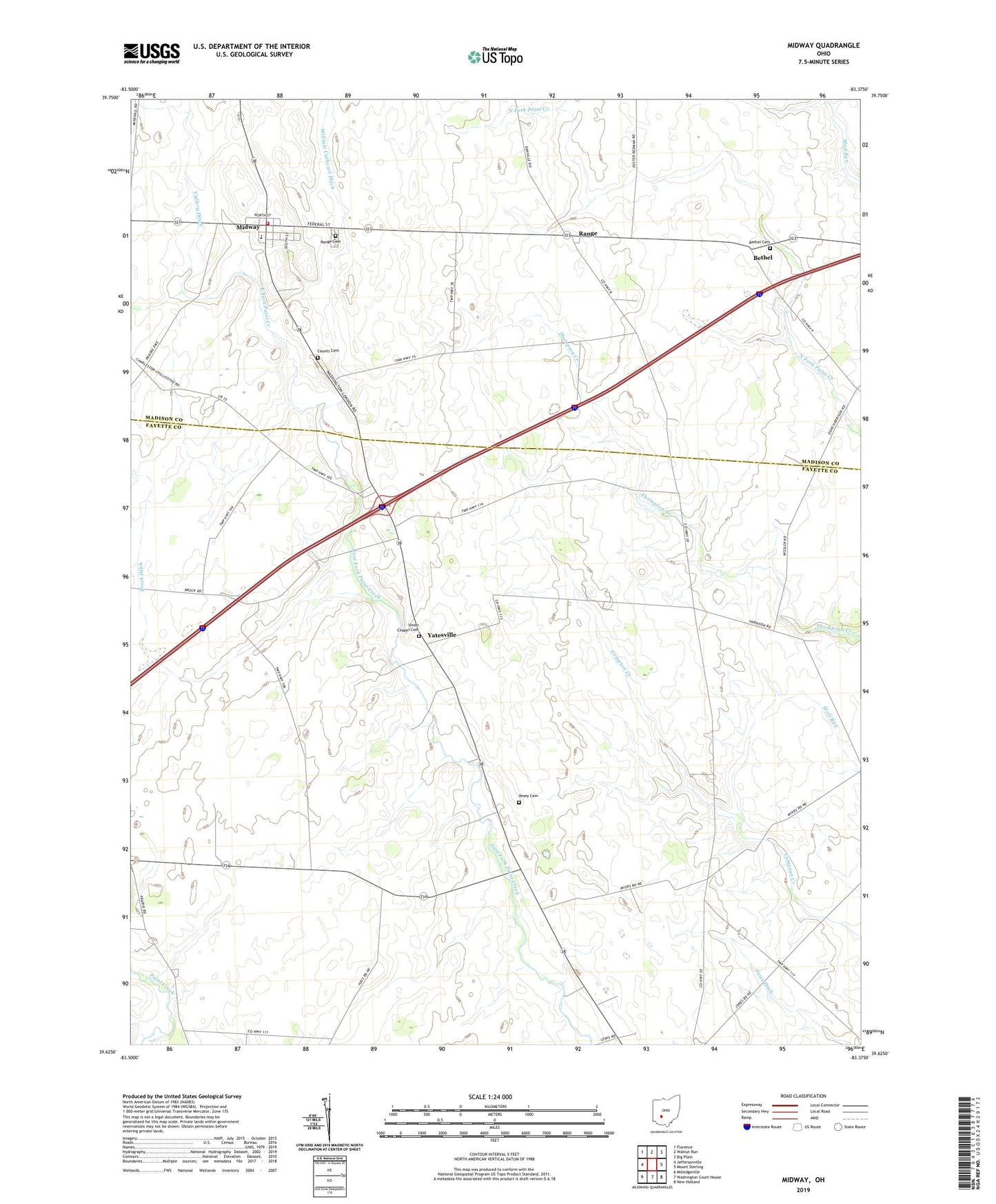 Midway Ohio US Topo Map Image