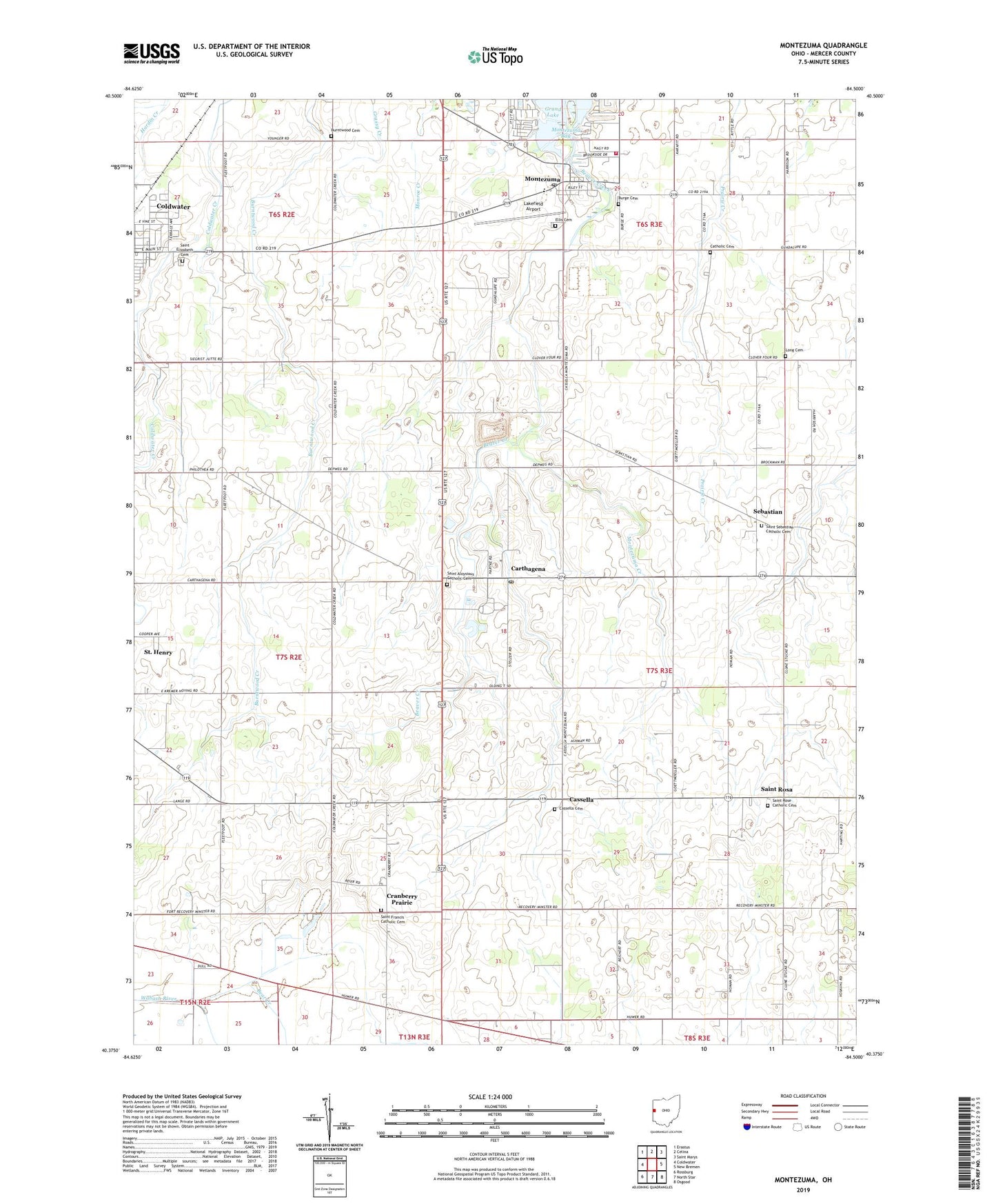 Montezuma Ohio US Topo Map Image