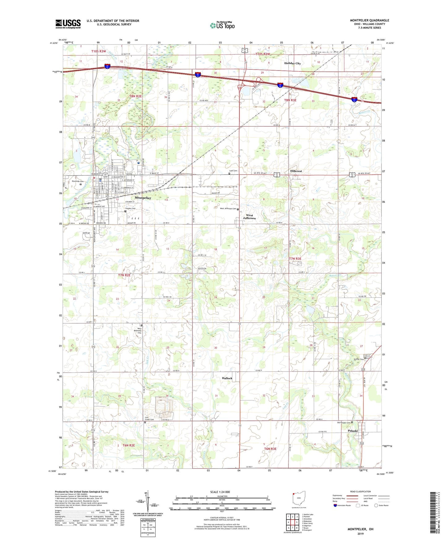 Montpelier Ohio US Topo Map Image