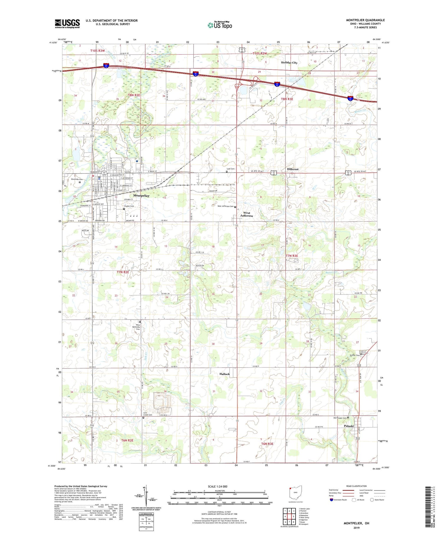 Montpelier Ohio US Topo Map Image