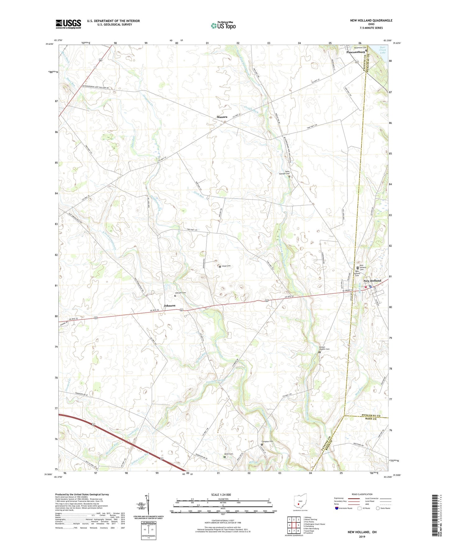 New Holland Ohio US Topo Map Image