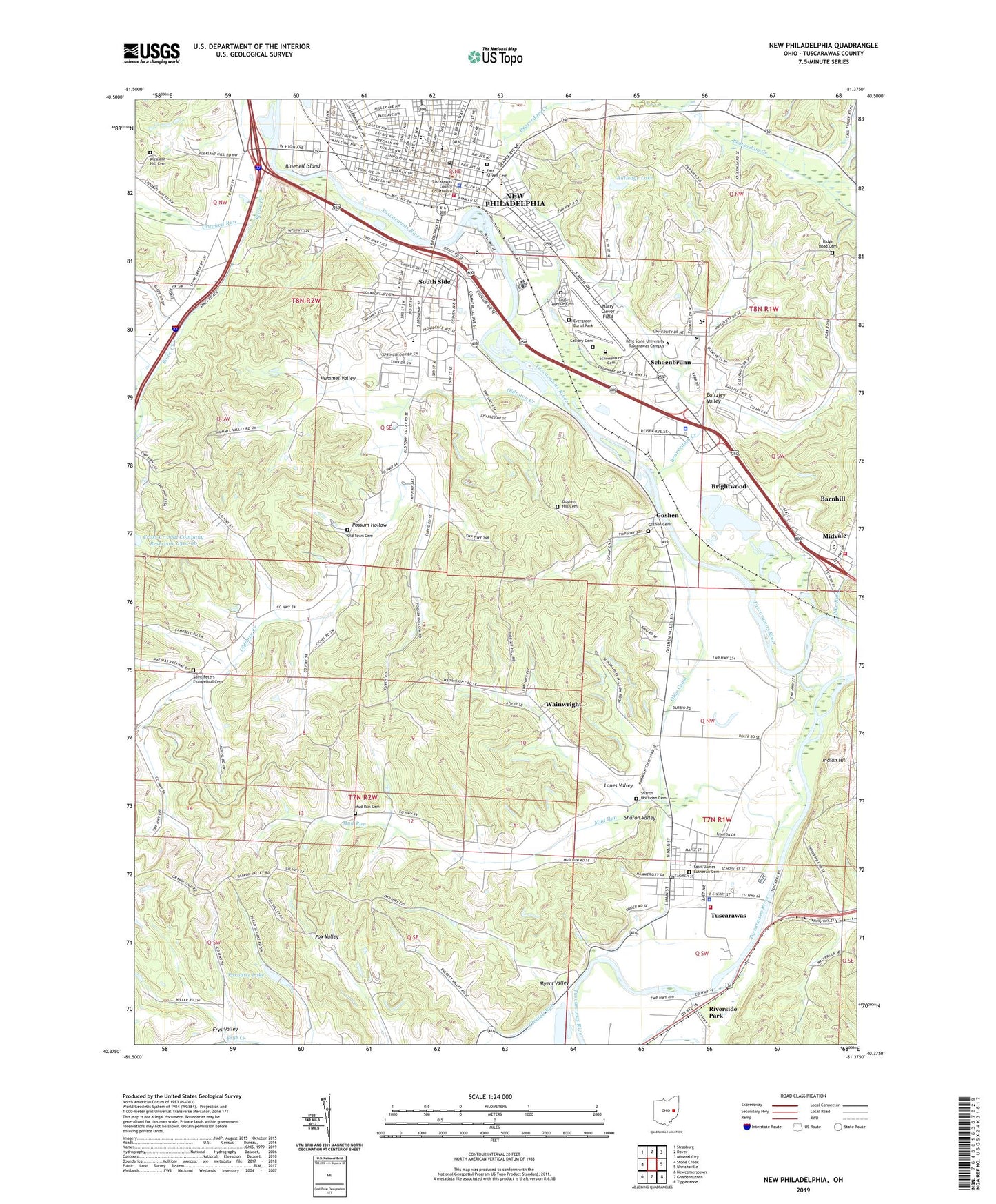 New Philadelphia Ohio US Topo Map Image