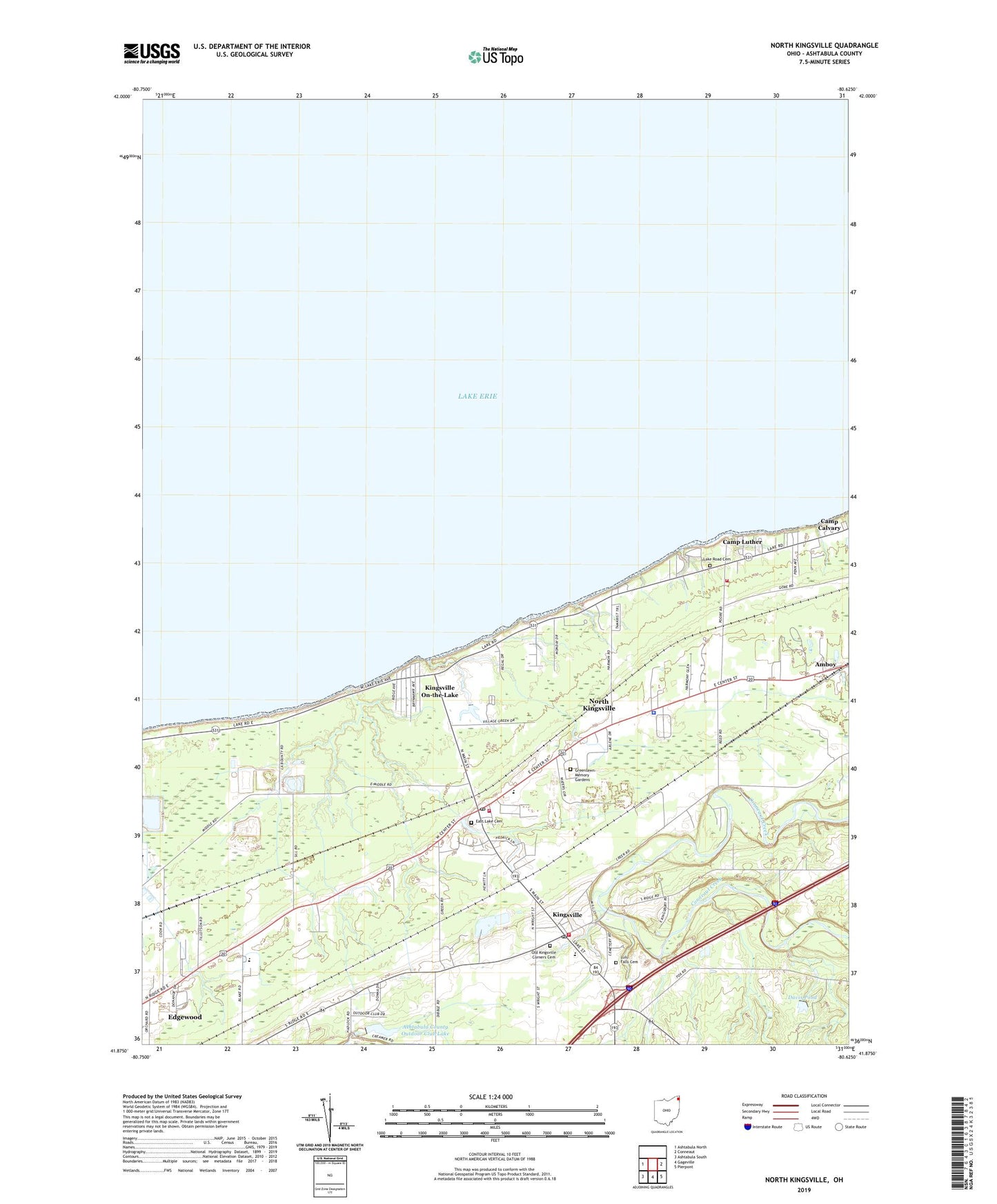 North Kingsville Ohio US Topo Map Image