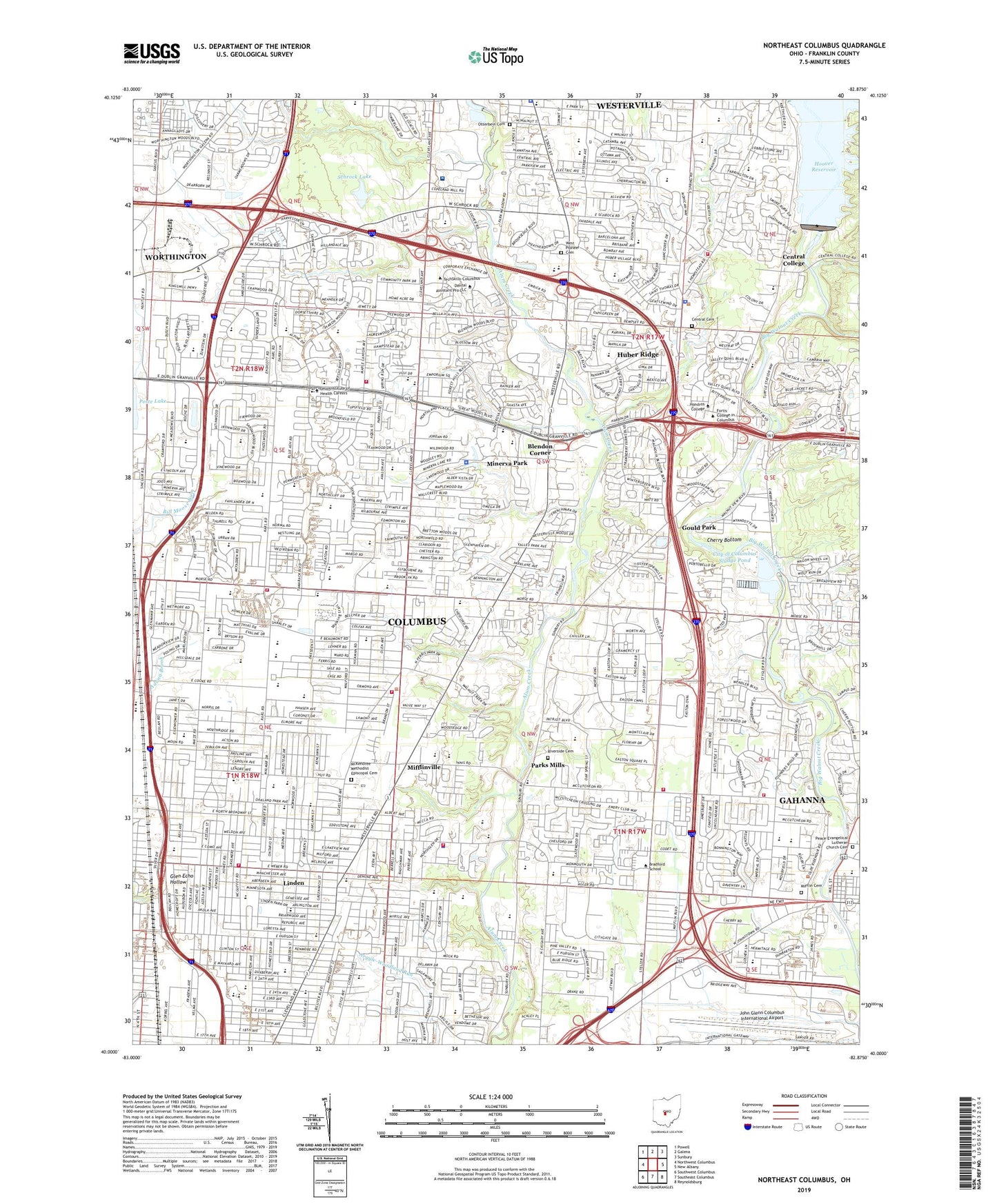 Northeast Columbus Ohio US Topo Map Image