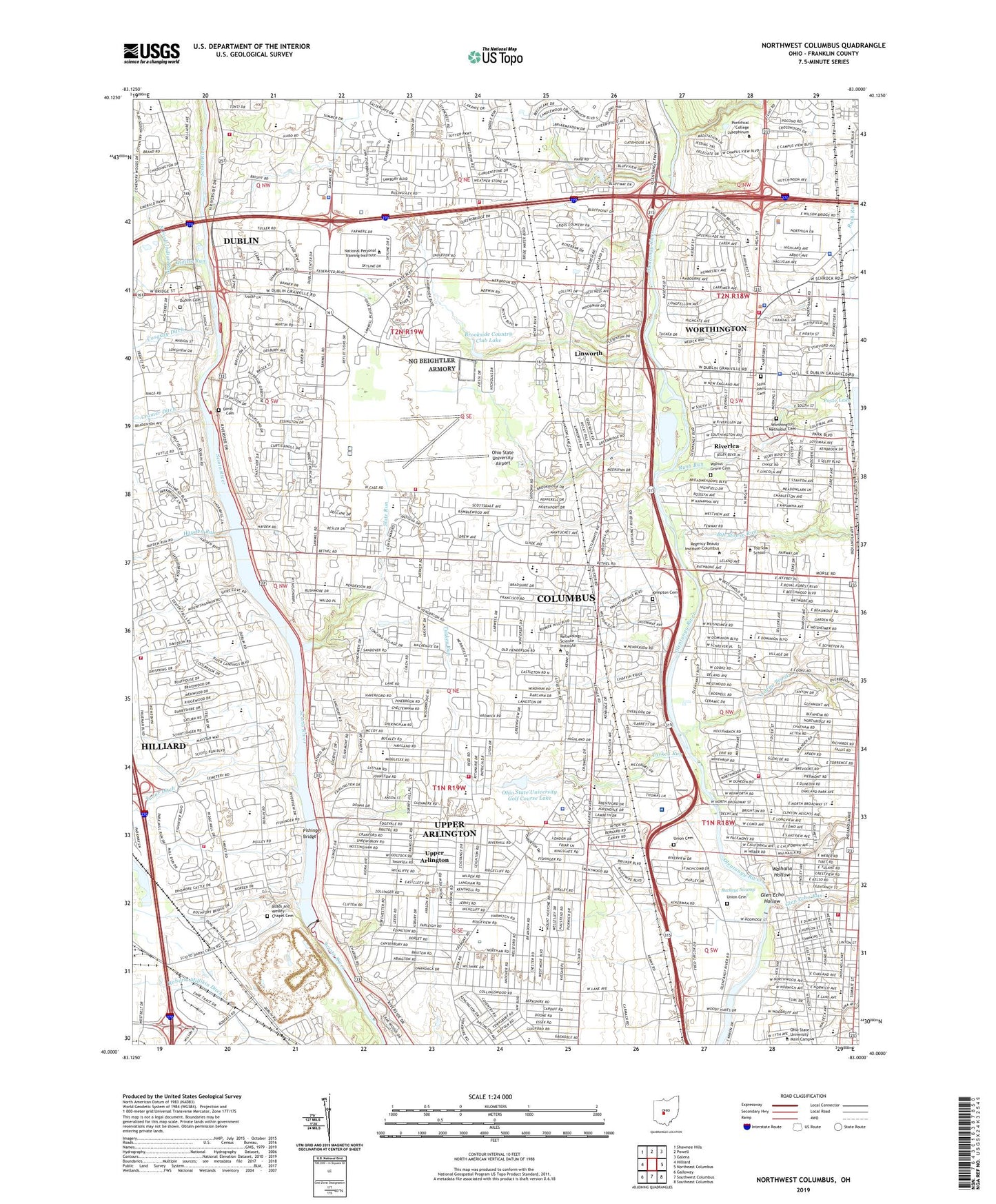 Northwest Columbus Ohio US Topo Map Image