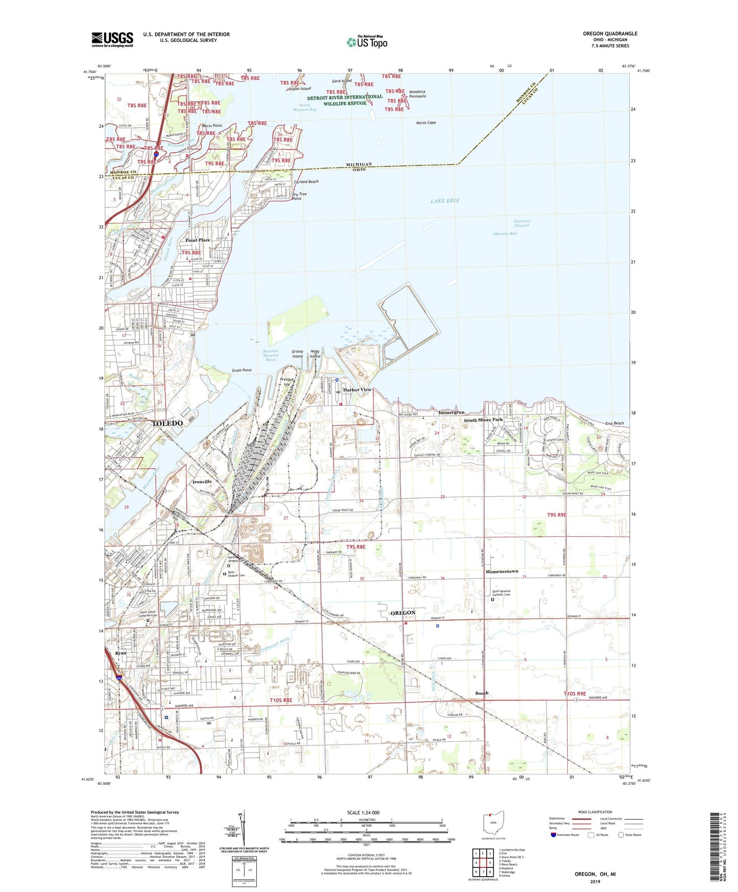 Oregon Ohio US Topo Map Image