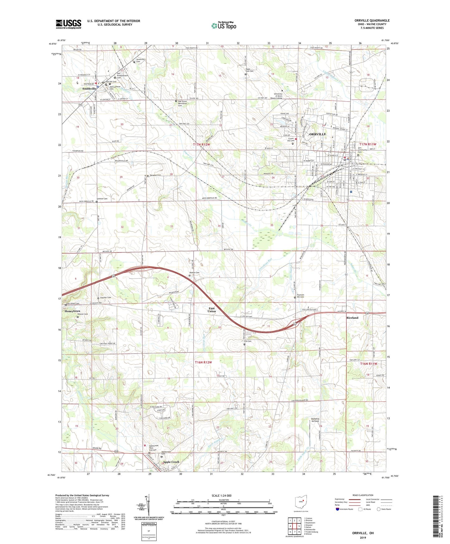 Orrville Ohio US Topo Map Image