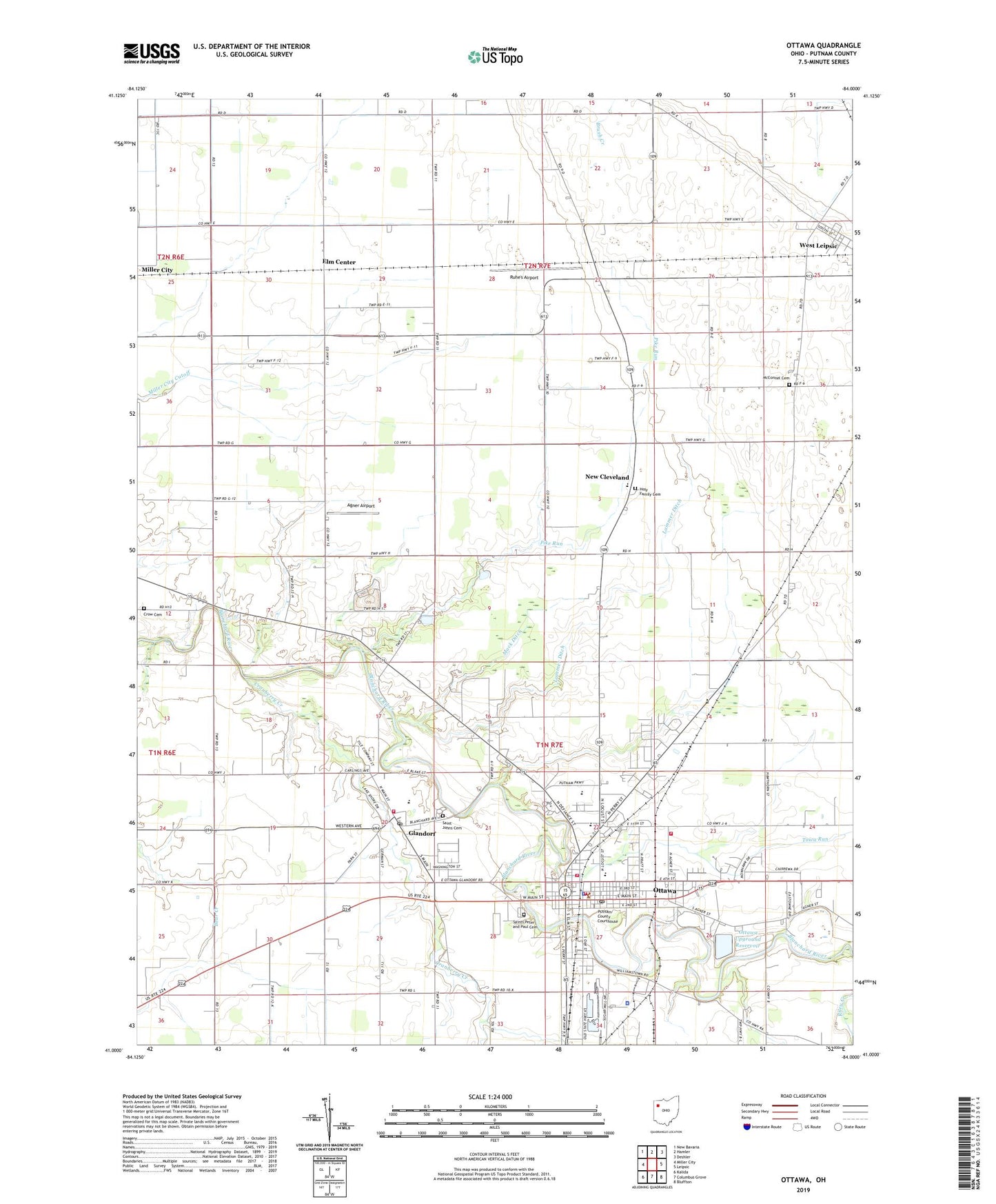 Ottawa Ohio US Topo Map Image