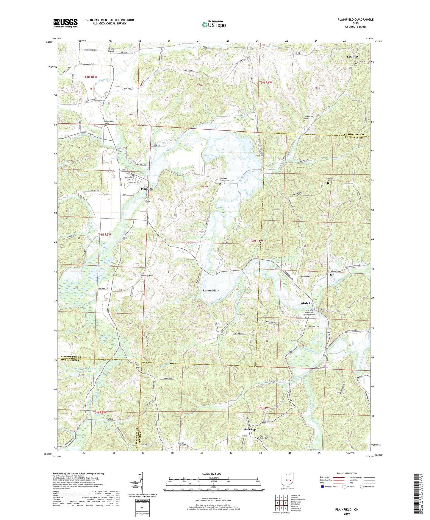 Plainfield Ohio US Topo Map Image