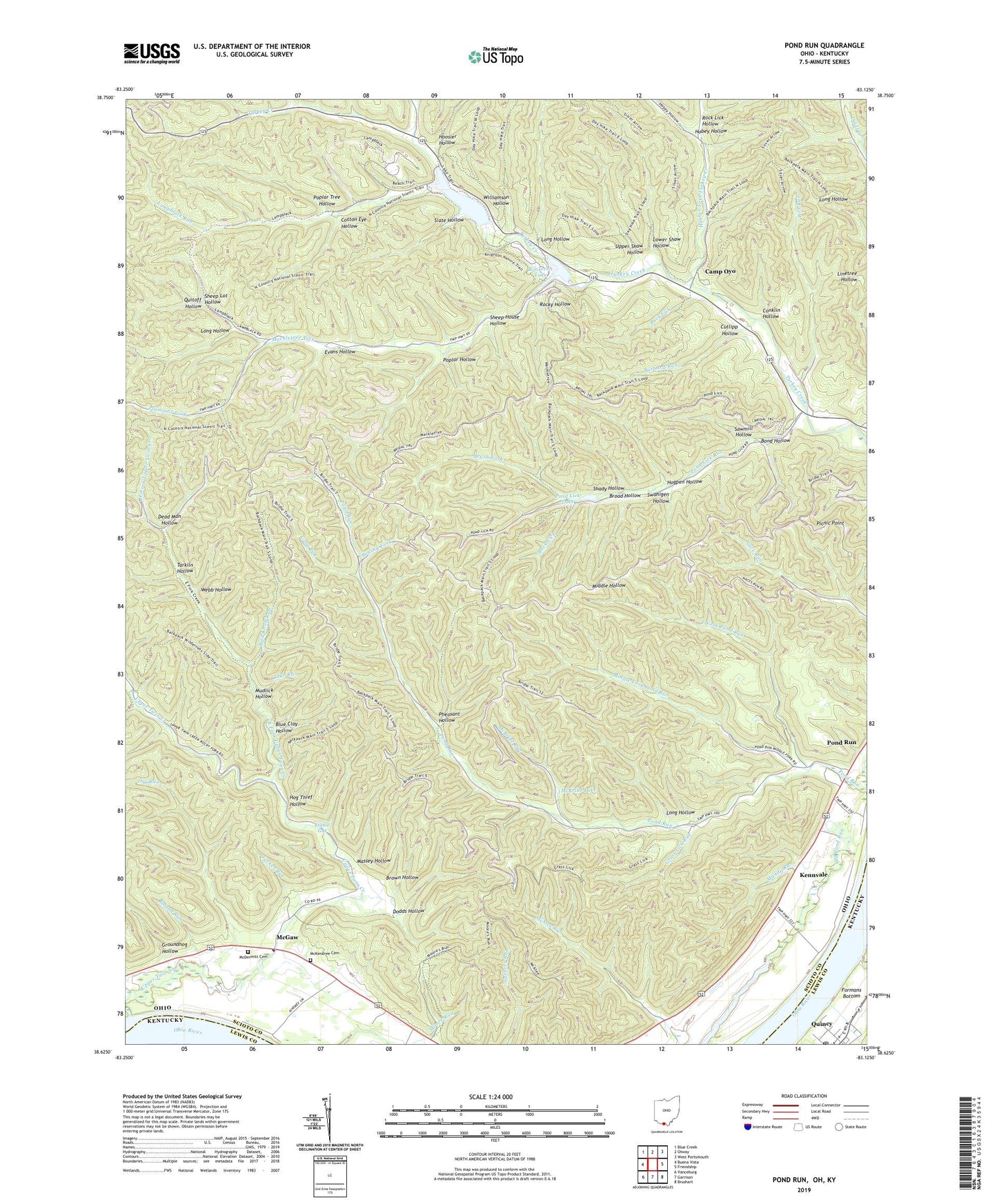 Pond Run Ohio US Topo Map Image