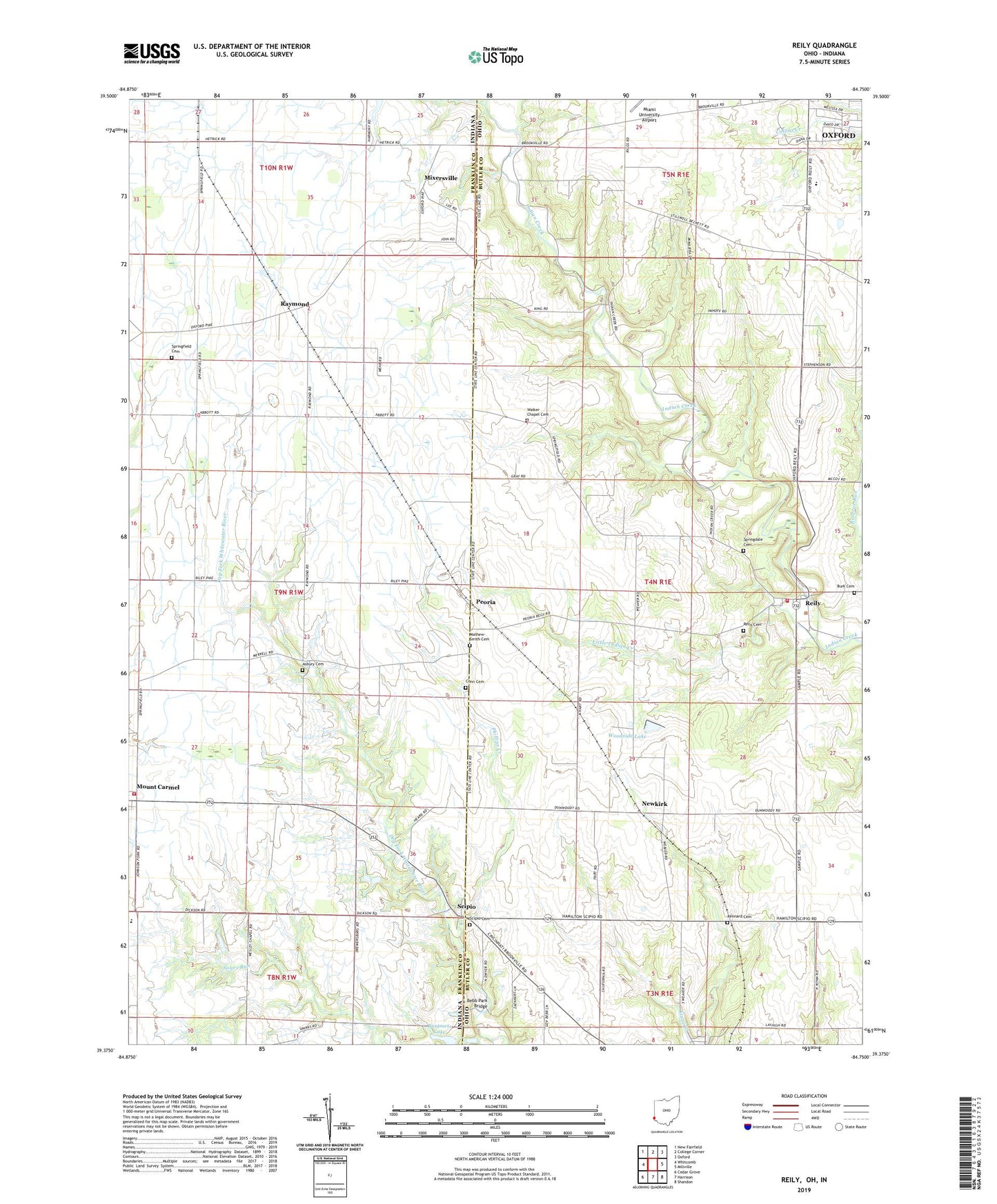 Reily Ohio US Topo Map Image