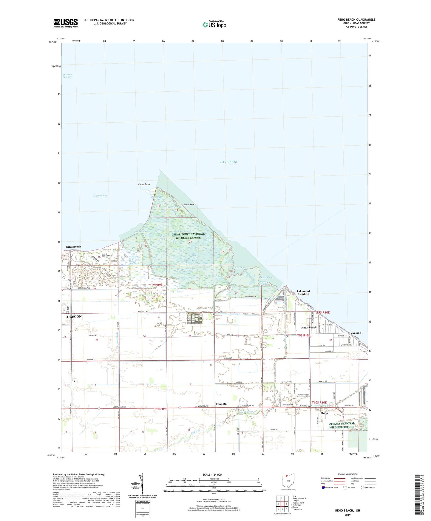 Reno Beach Ohio US Topo Map Image