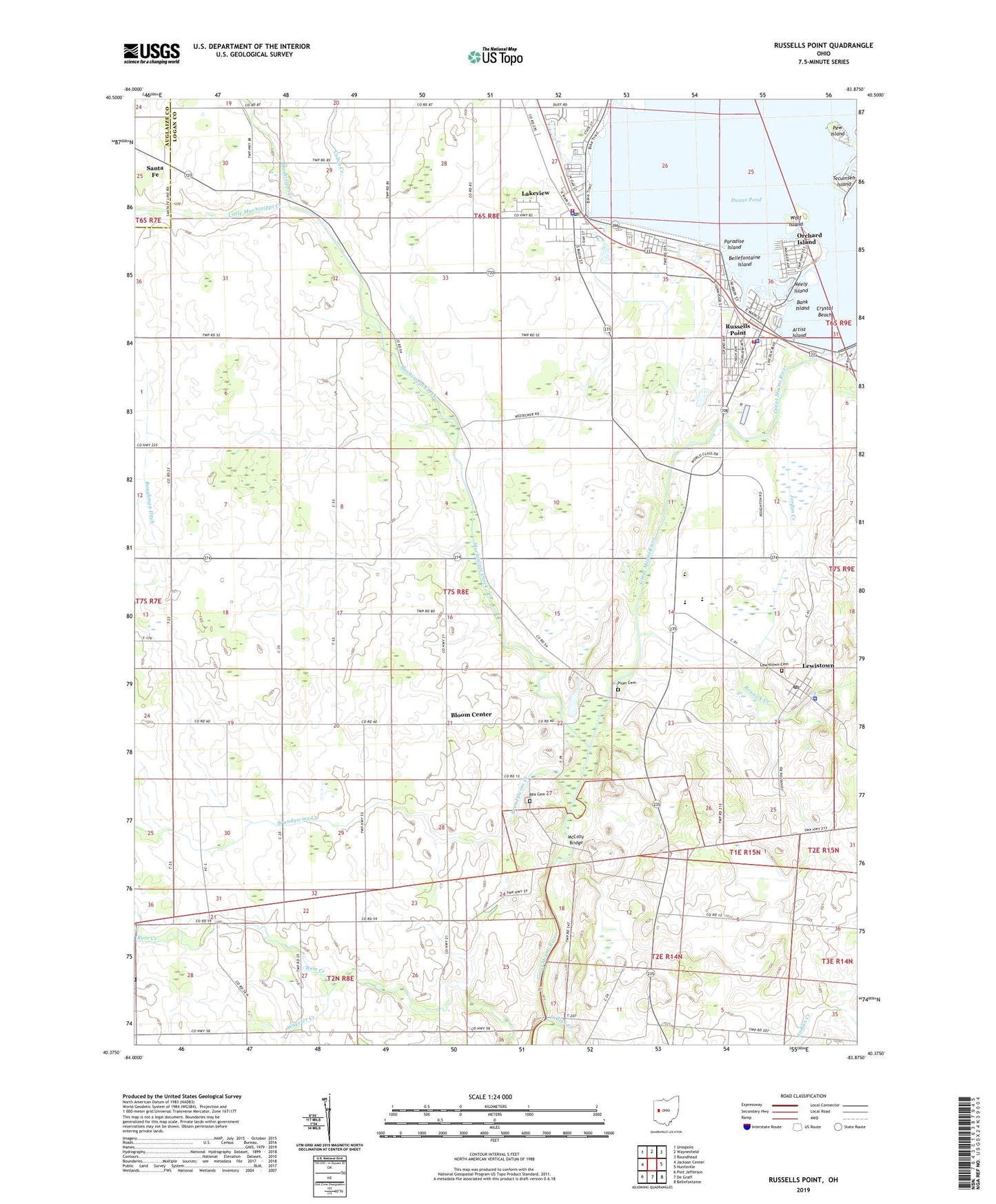 Russells Point Ohio US Topo Map Image