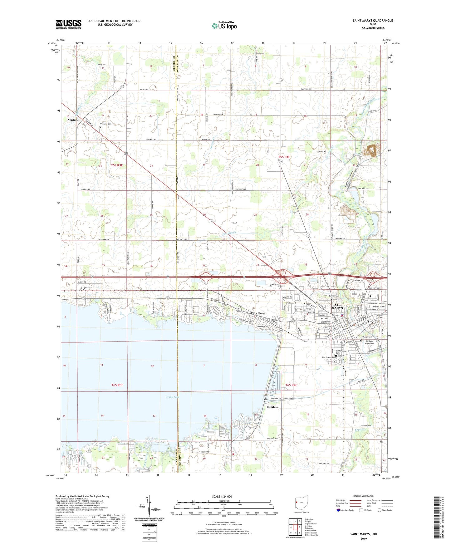 Saint Marys Ohio US Topo Map Image
