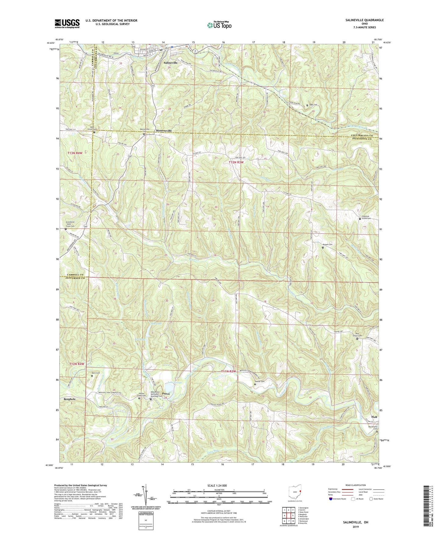 Salineville Ohio US Topo Map Image