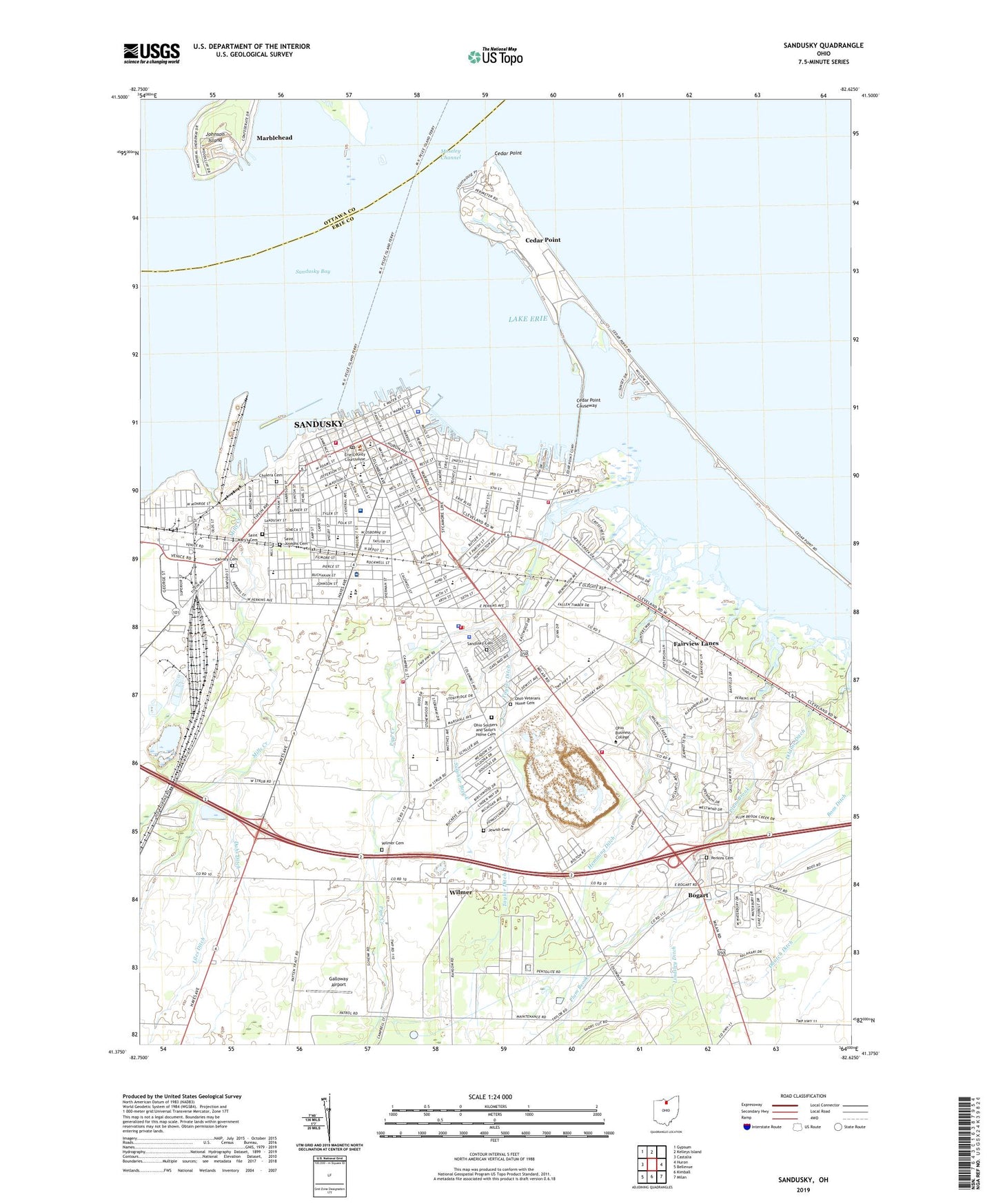 Sandusky Ohio US Topo Map Image
