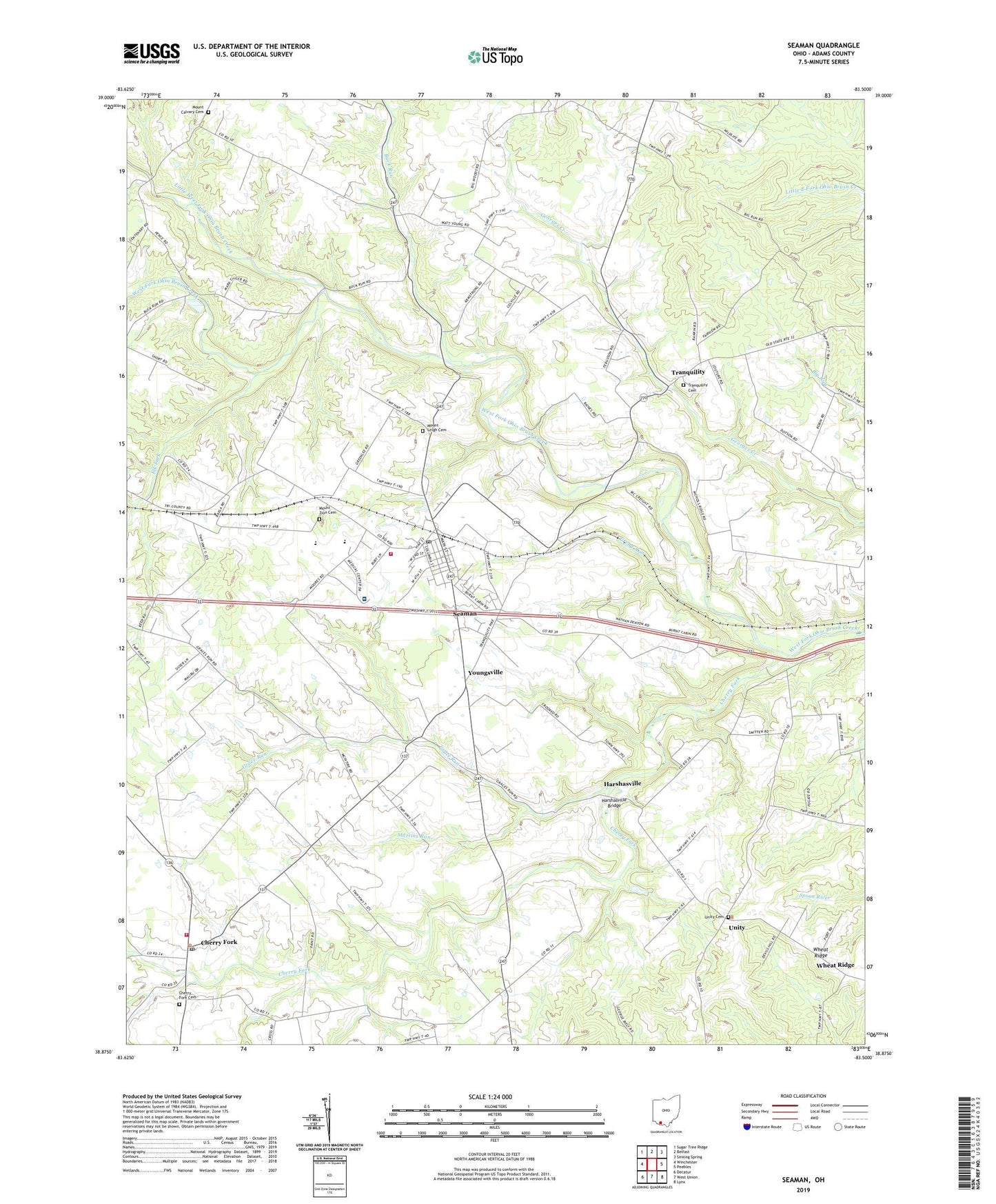 Seaman Ohio US Topo Map Image