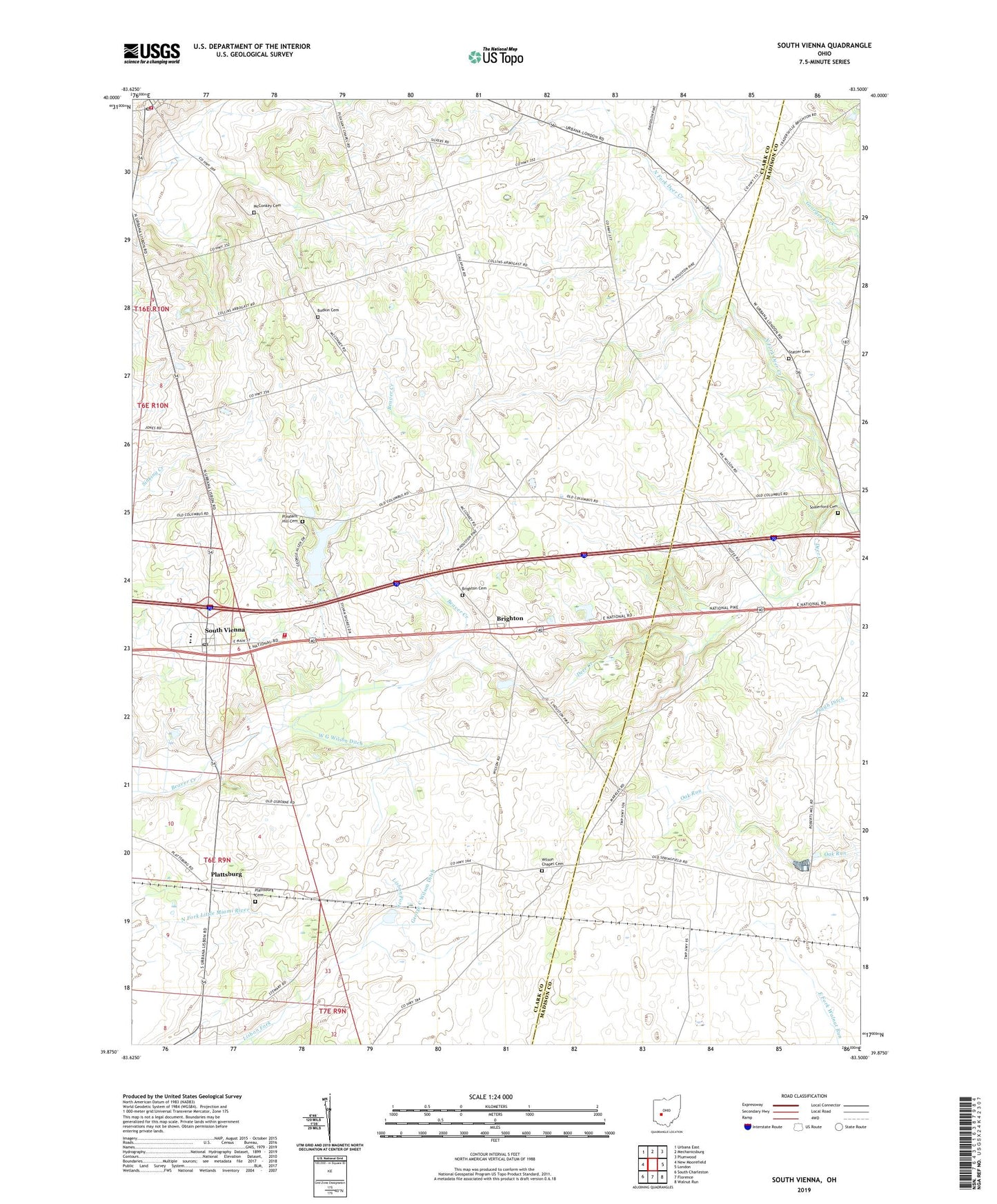 South Vienna Ohio US Topo Map Image
