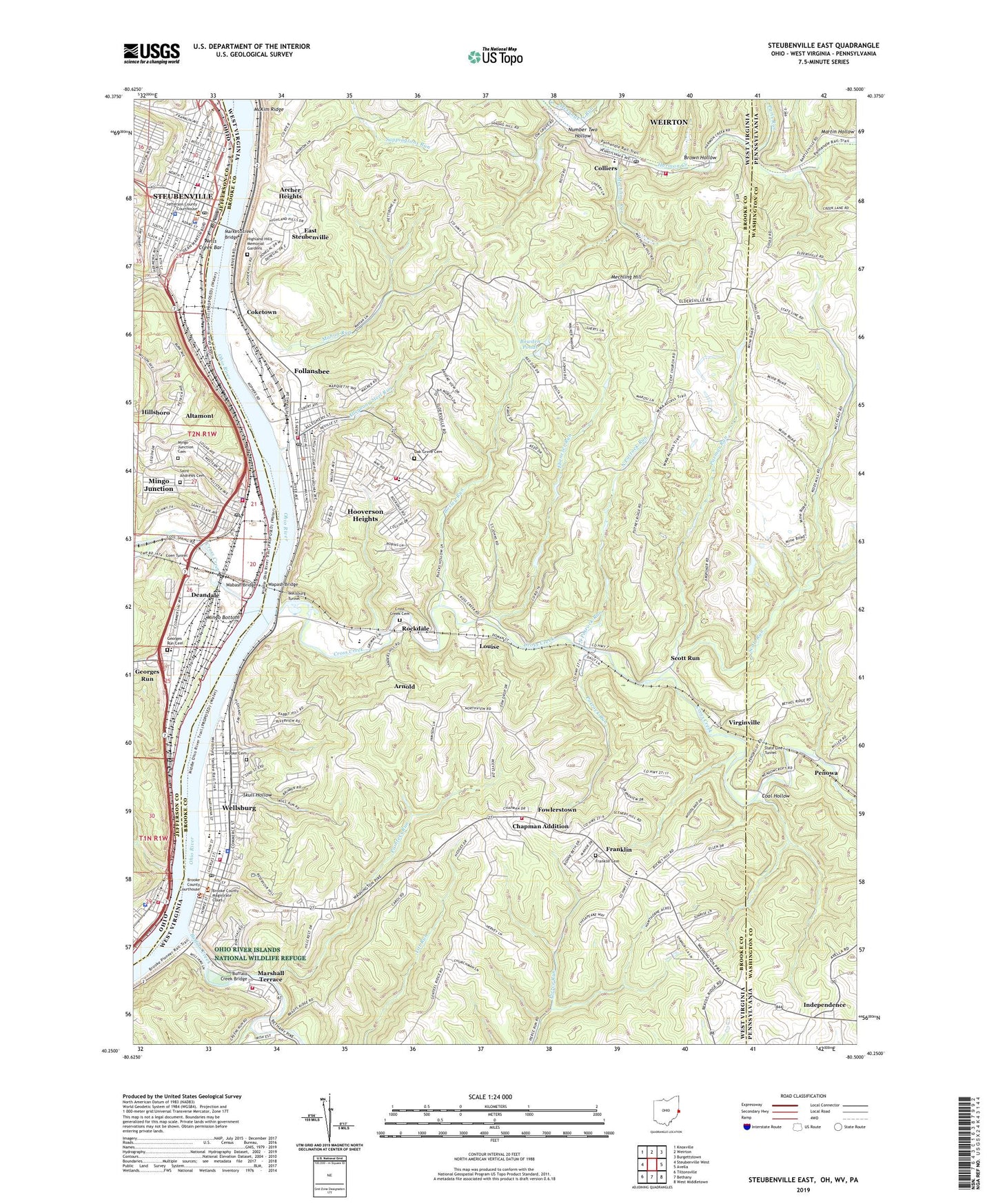 Steubenville East Ohio US Topo Map Image