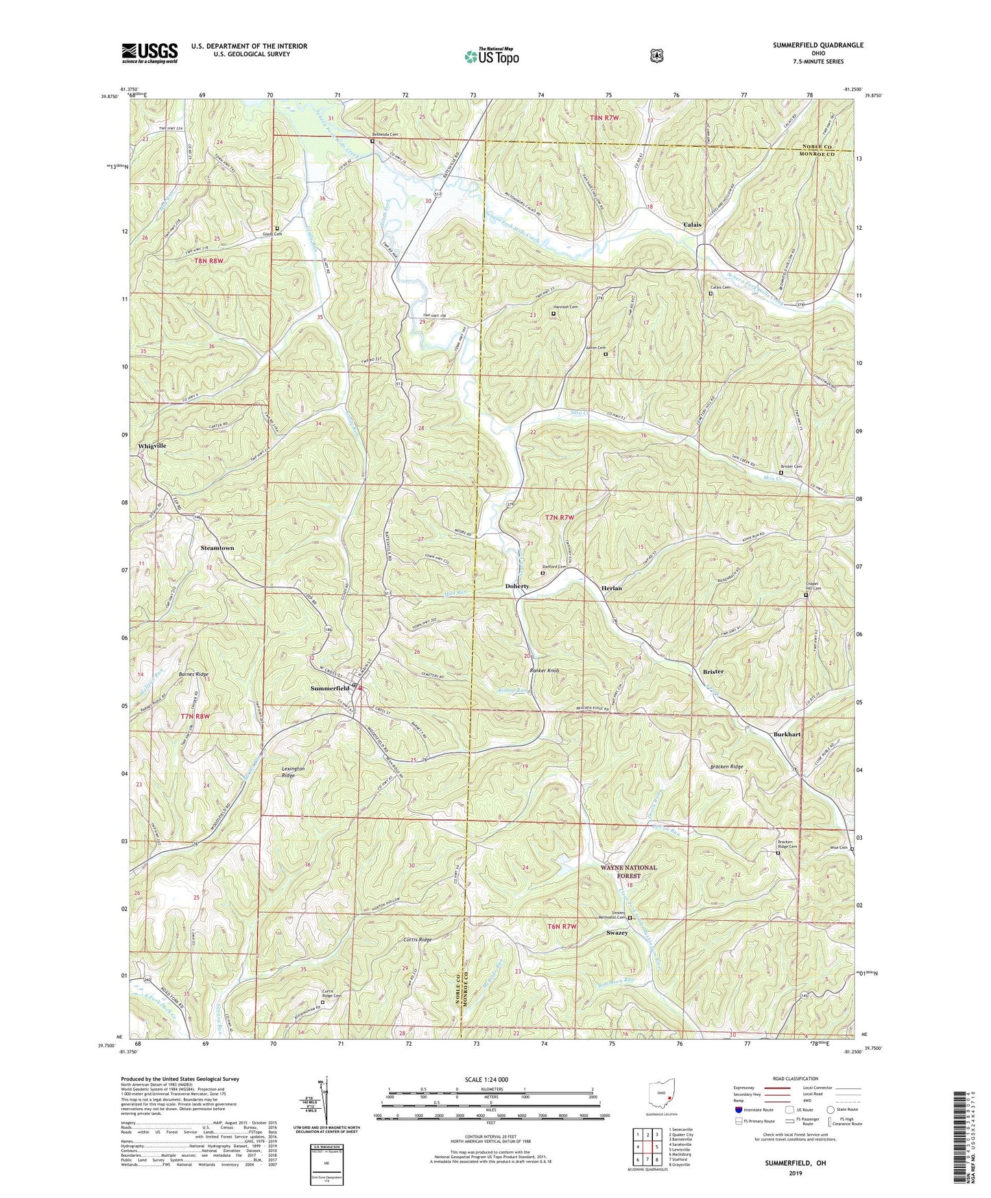 Summerfield Ohio US Topo Map Image
