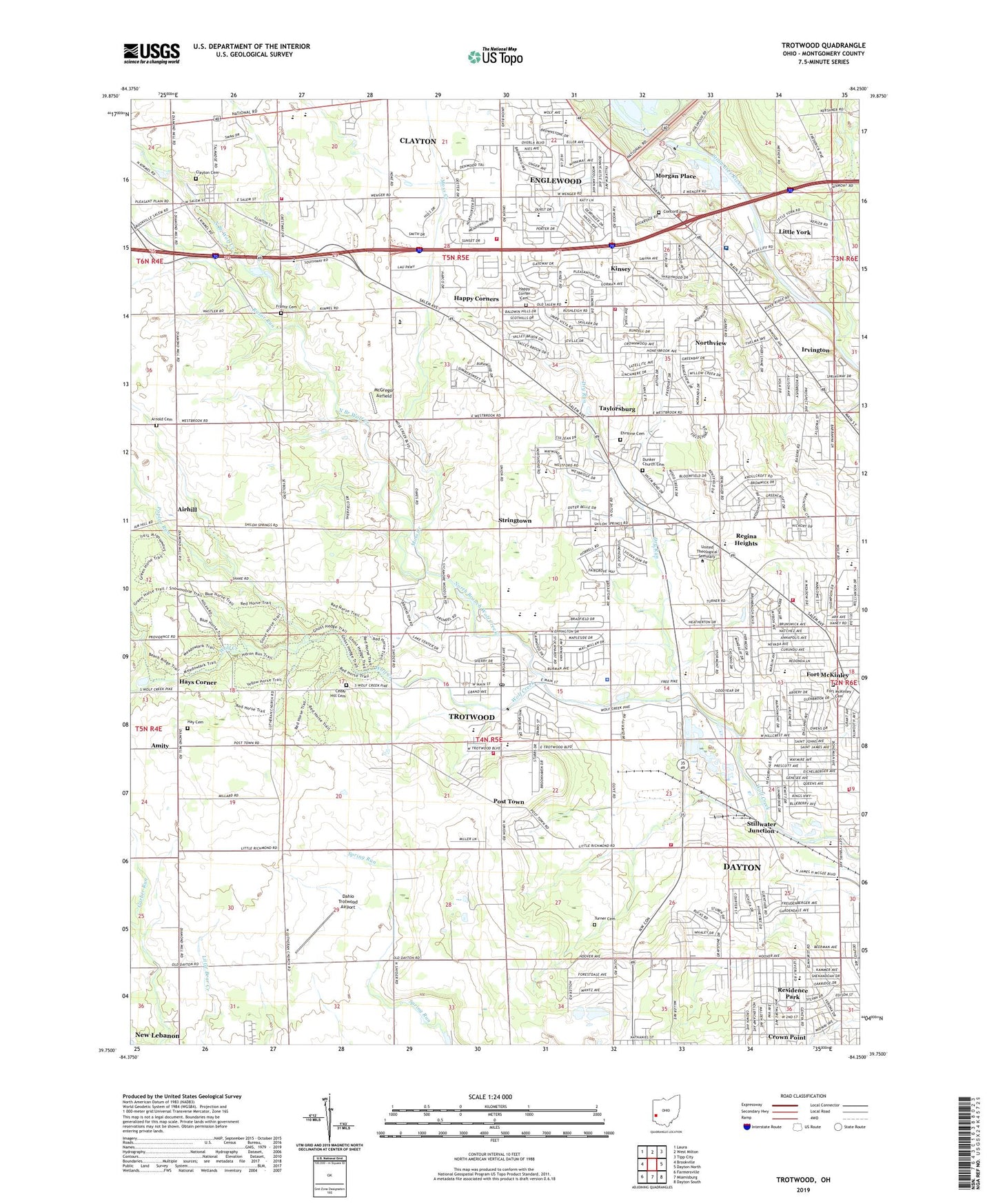 Trotwood Ohio US Topo Map Image