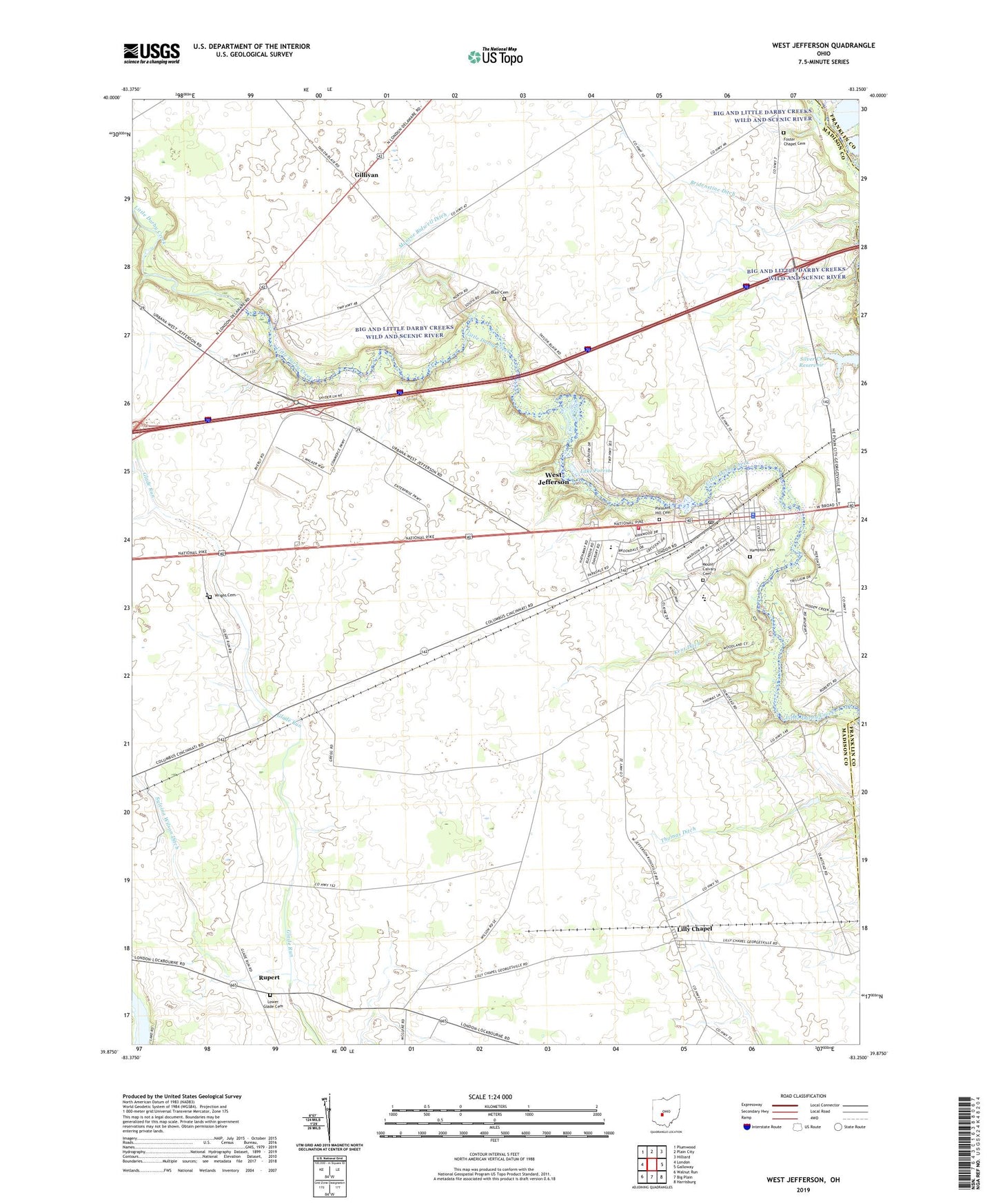West Jefferson Ohio US Topo Map Image