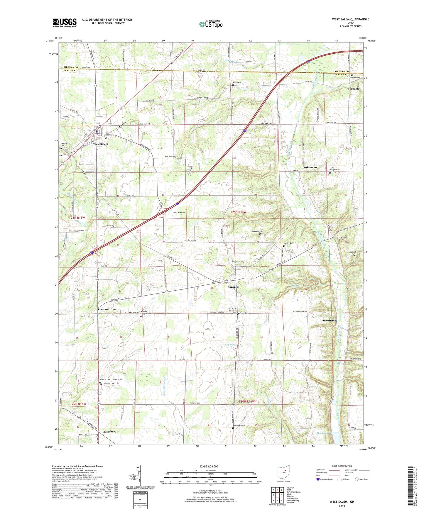 West Salem Ohio US Topo Map Image