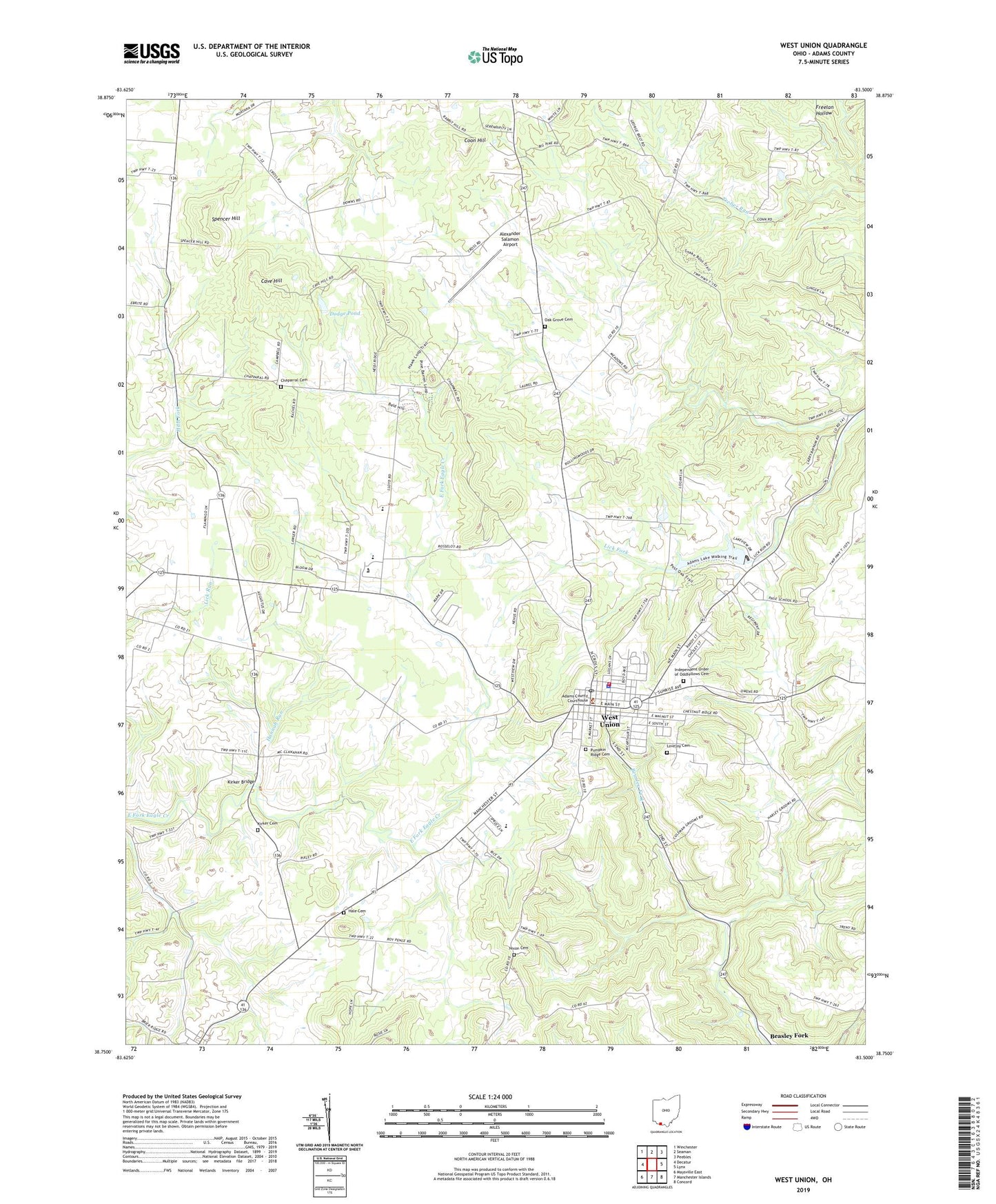 West Union Ohio US Topo Map Image