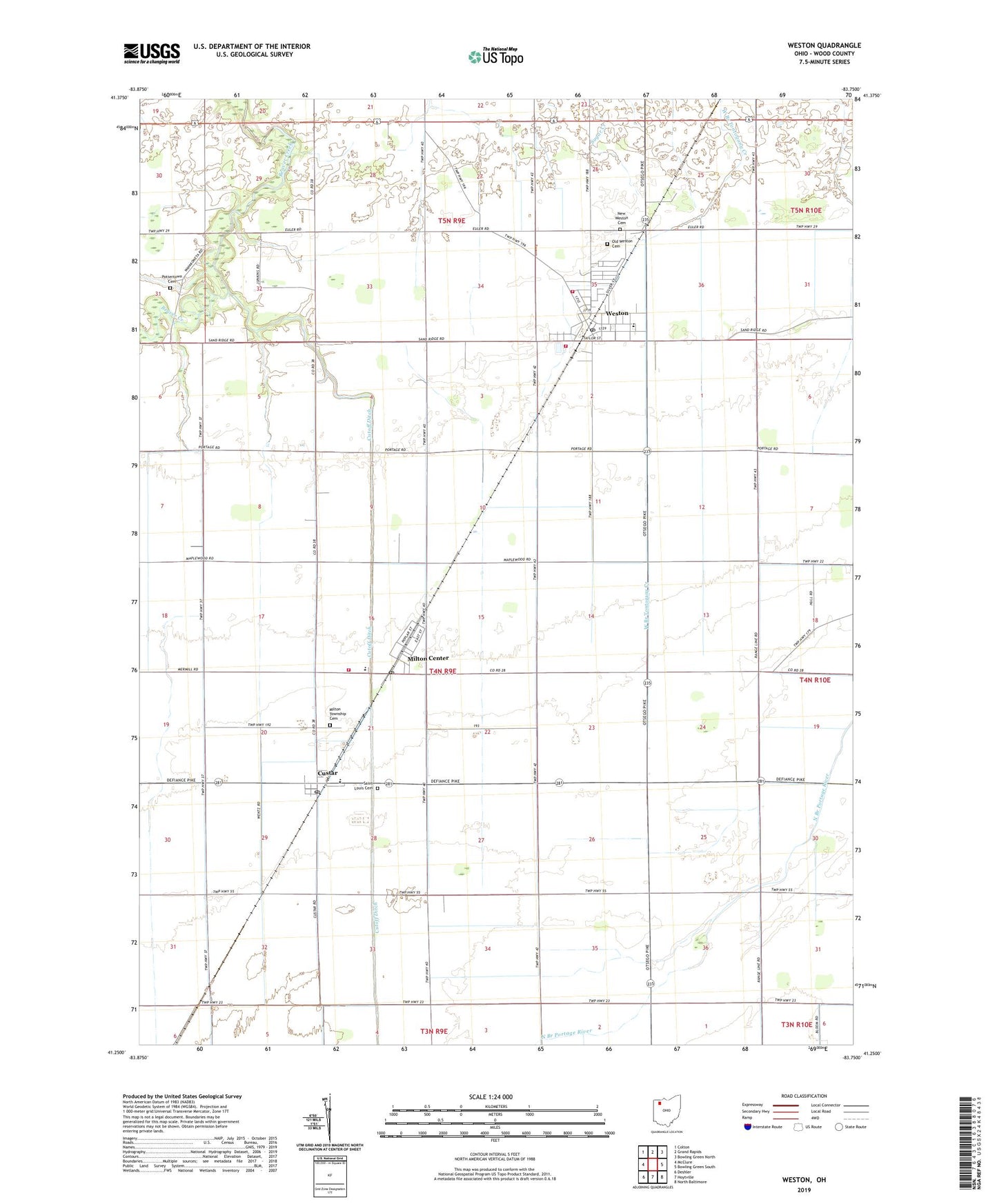 Weston Ohio US Topo Map Image