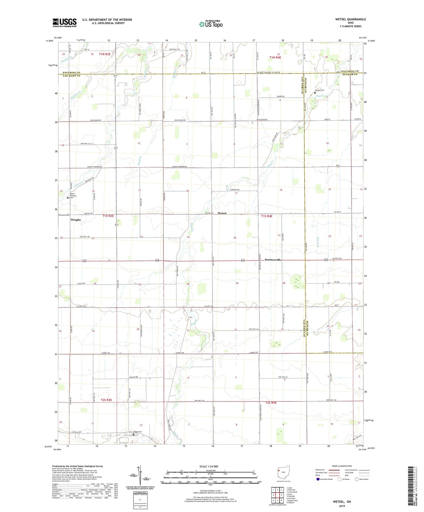 Wetsel Ohio US Topo Map Image