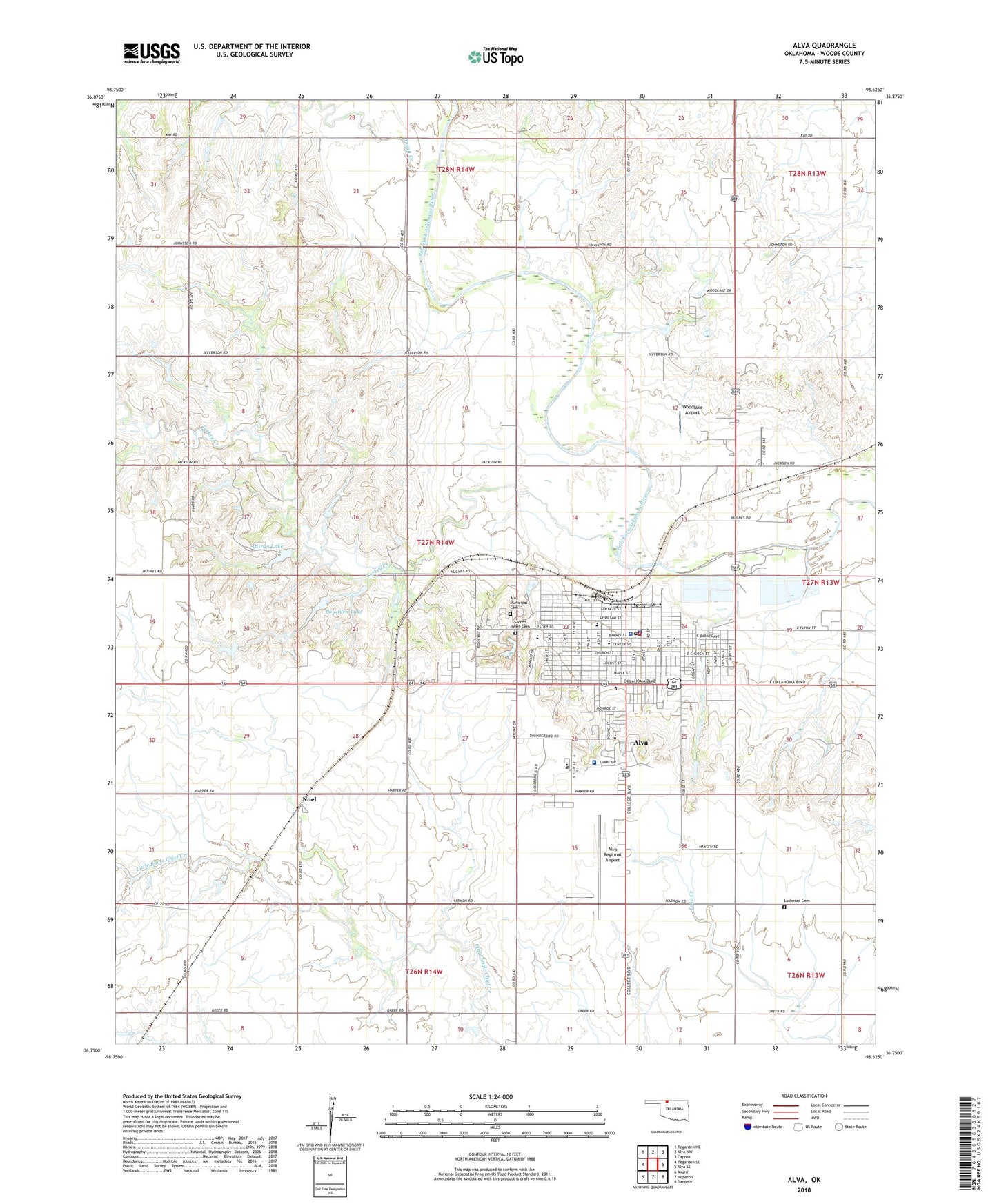 Alva Oklahoma US Topo Map Image