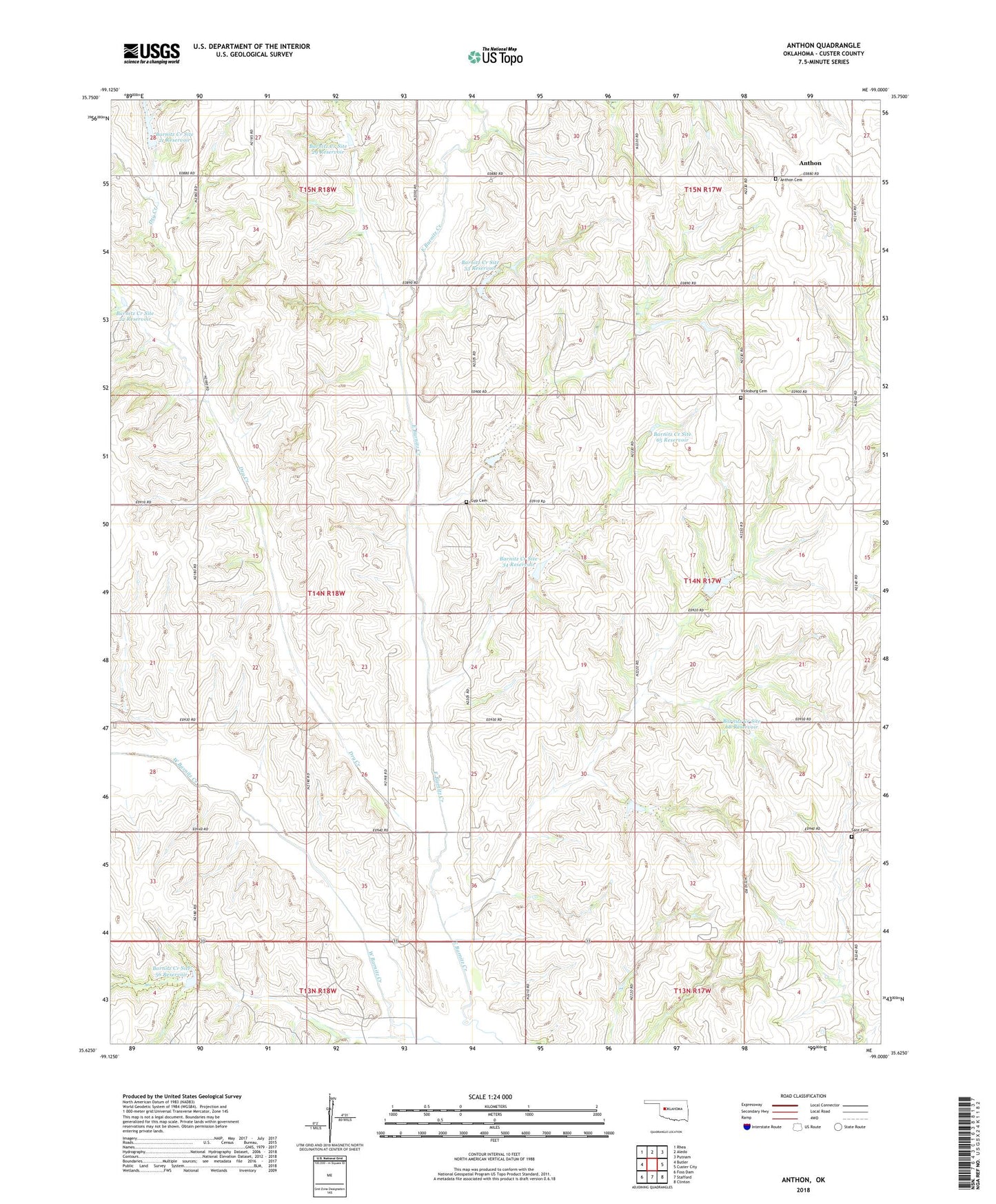 Anthon Oklahoma US Topo Map Image