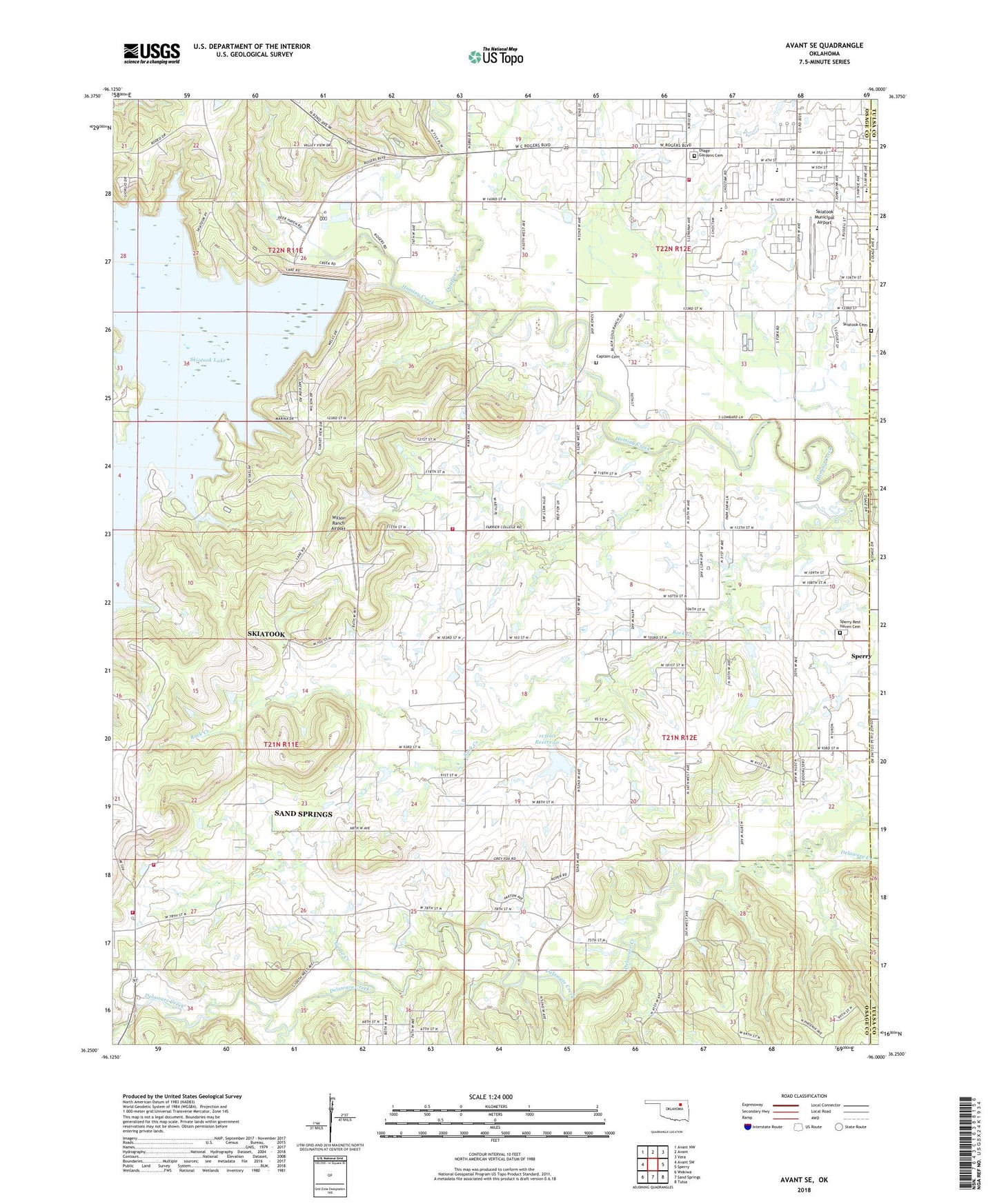 Avant SE Oklahoma US Topo Map Image