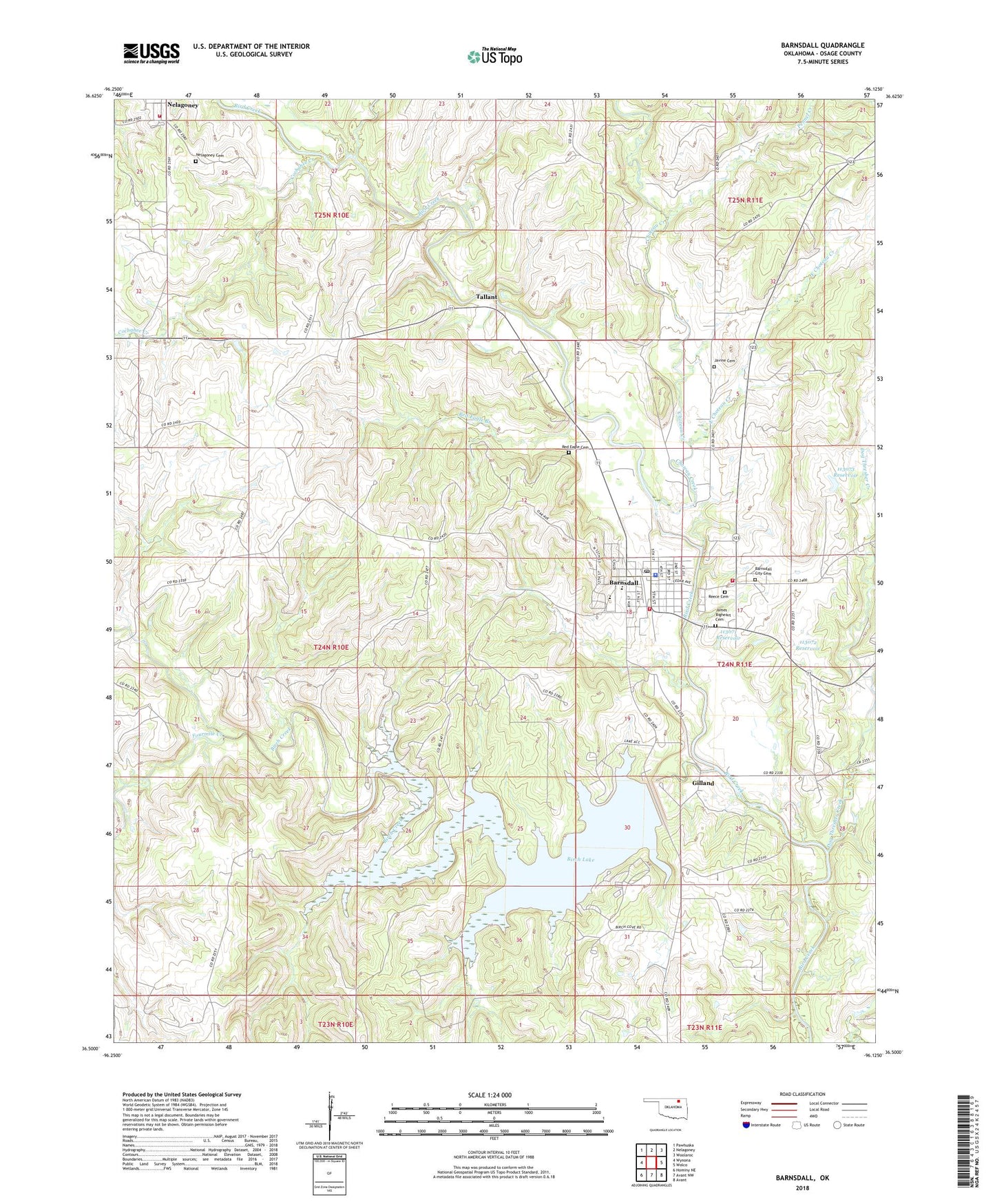 Barnsdall Oklahoma US Topo Map Image