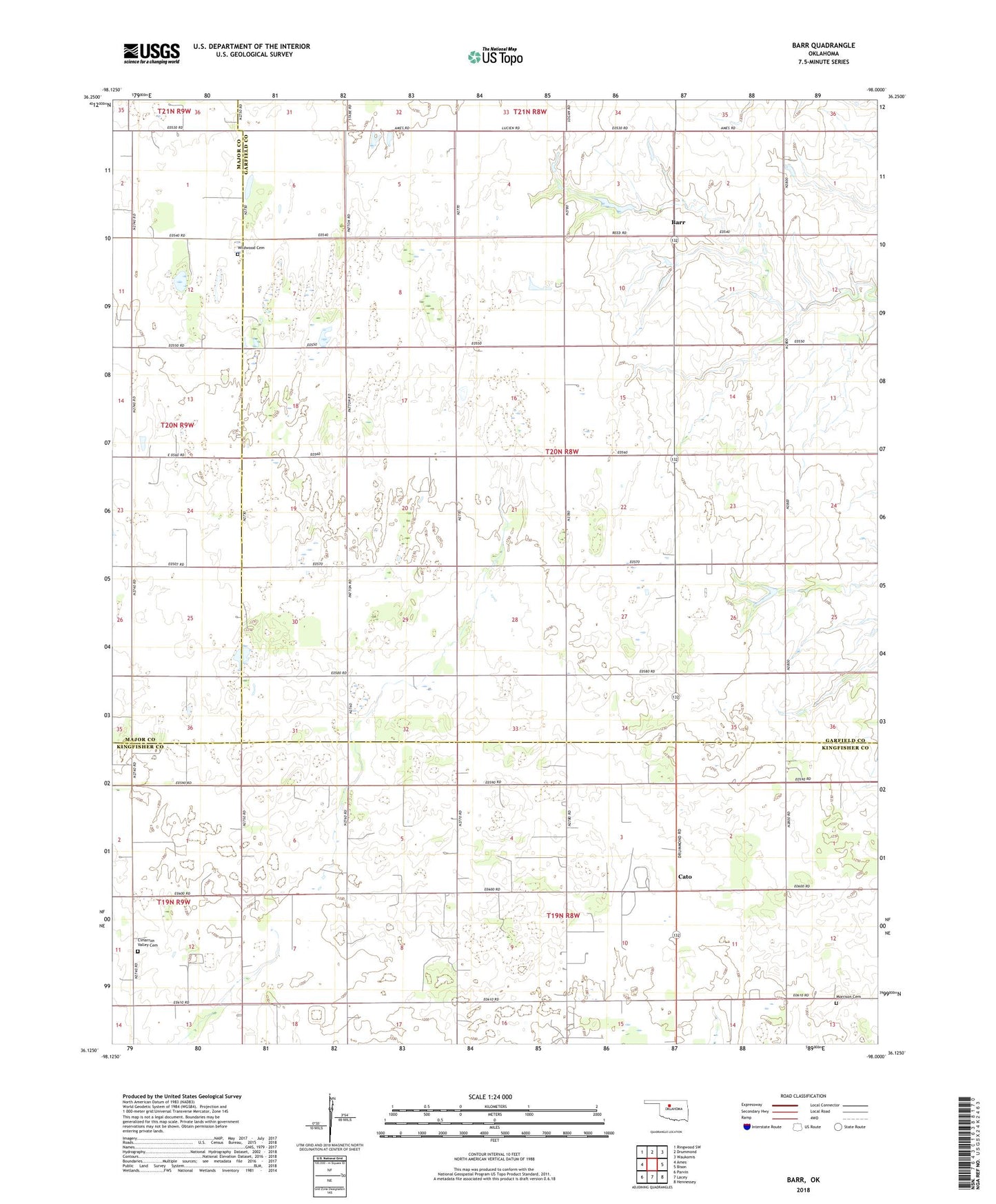 Barr Oklahoma US Topo Map Image