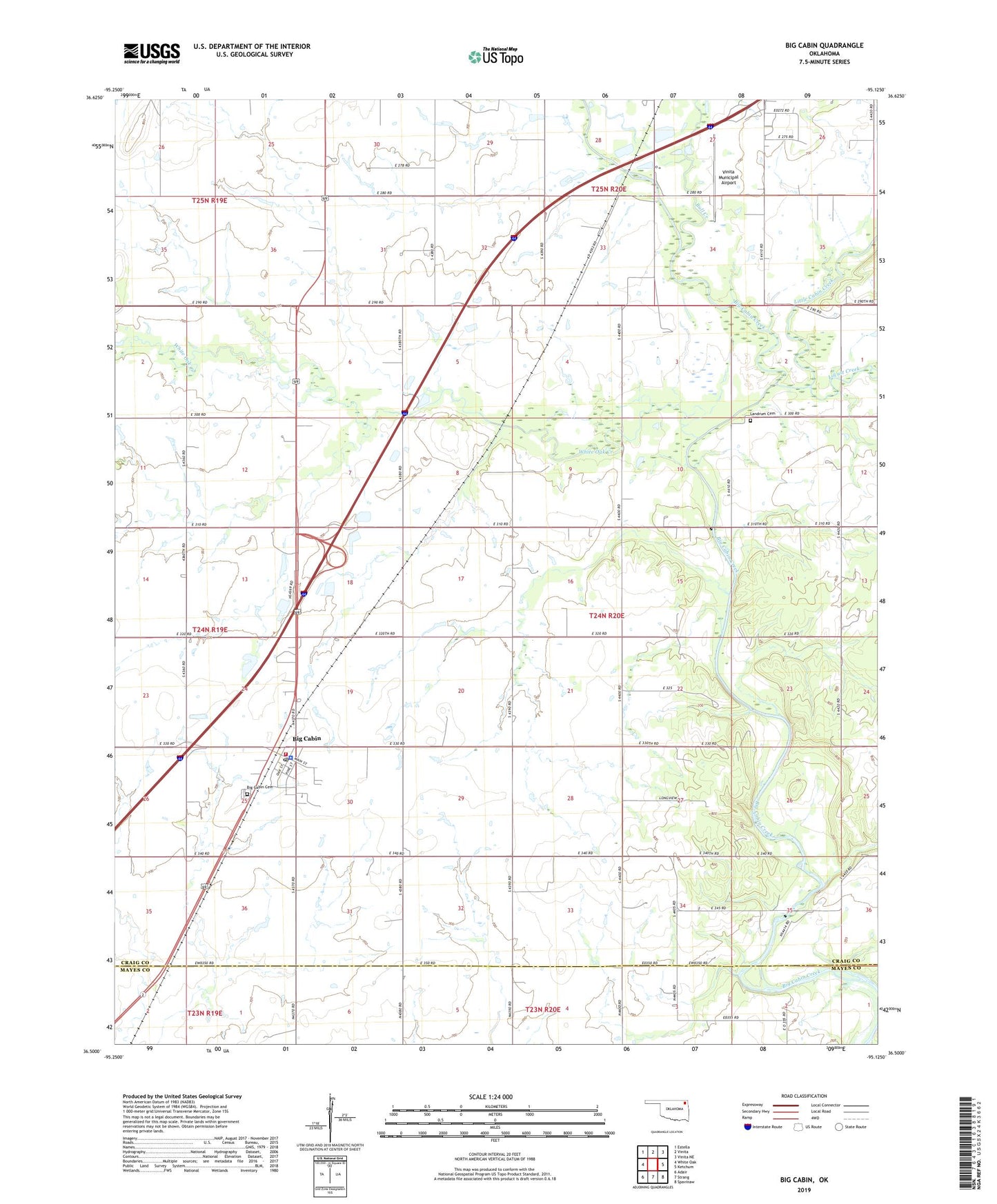 Big Cabin Oklahoma US Topo Map Image
