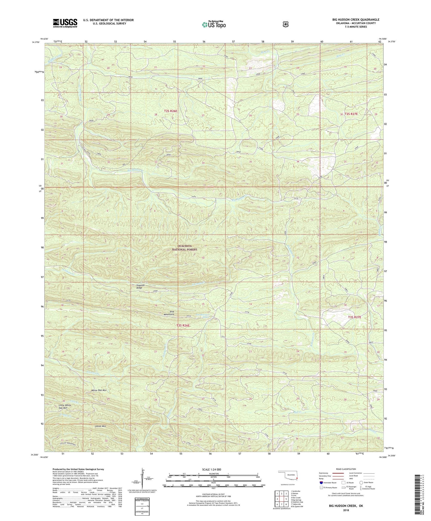 Big Hudson Creek Oklahoma US Topo Map Image