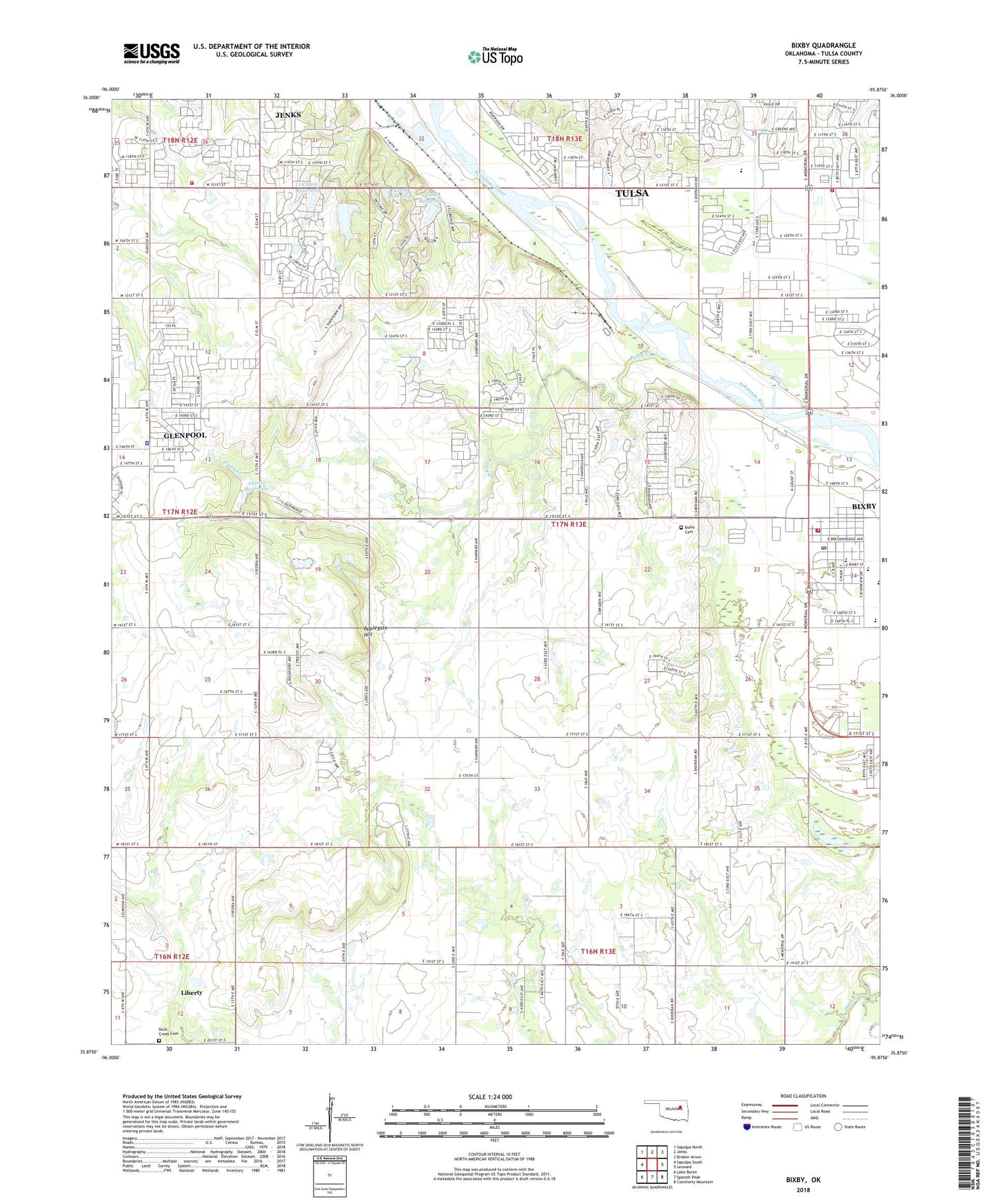 Bixby Oklahoma US Topo Map Image