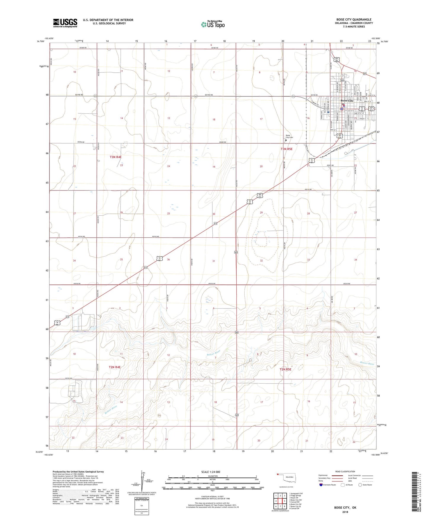 Boise City Oklahoma US Topo Map Image