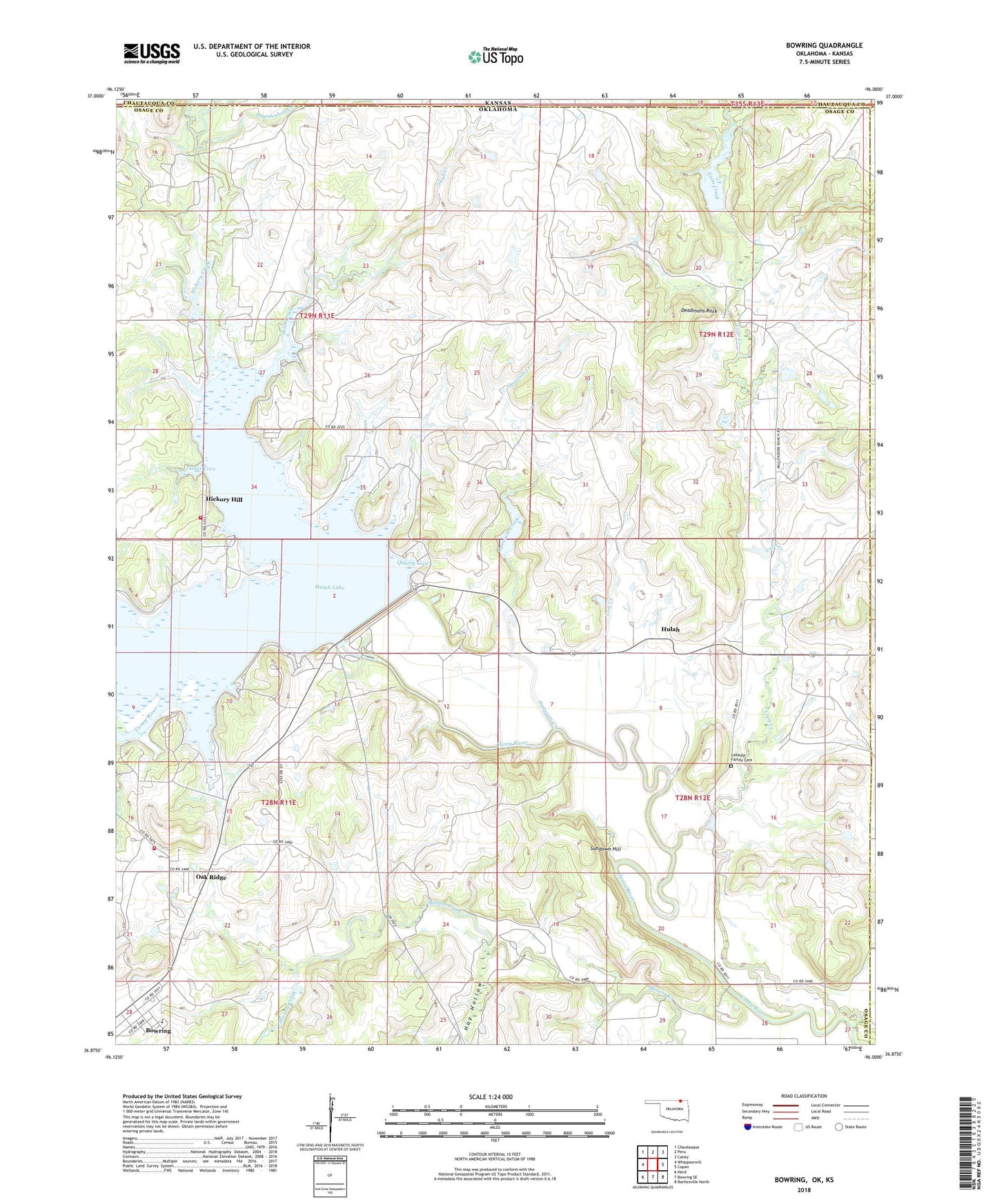 Bowring Oklahoma US Topo Map Image