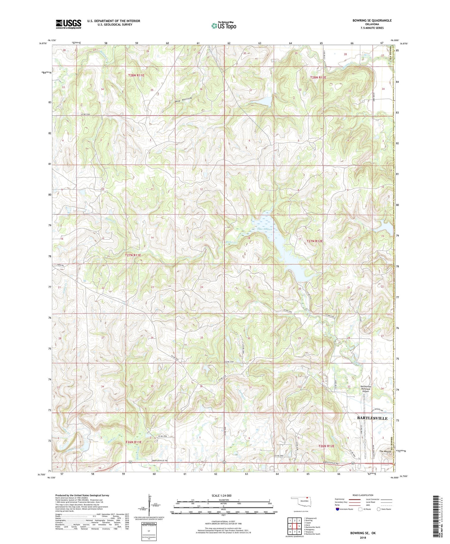 Bowring SE Oklahoma US Topo Map Image