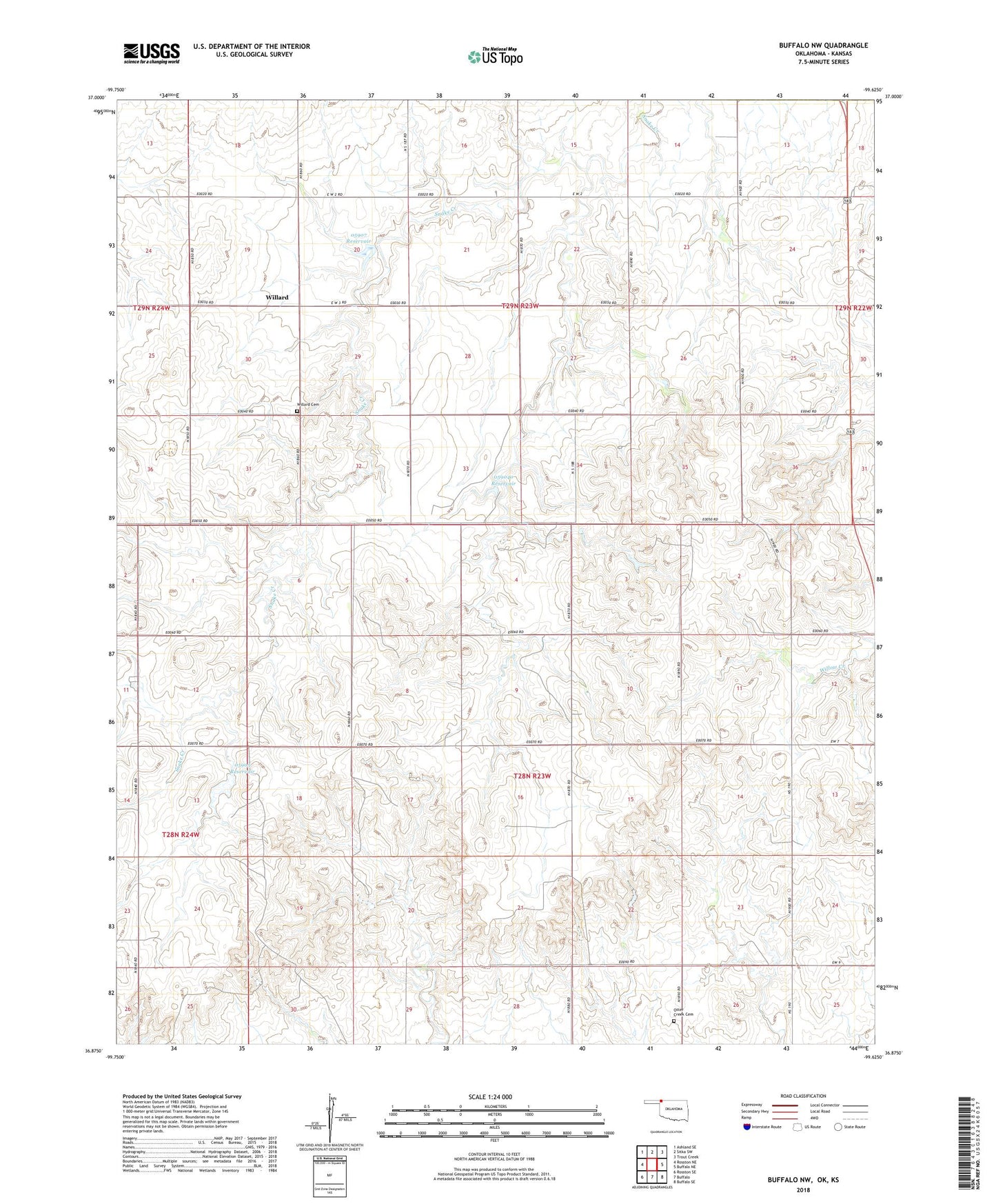 Buffalo NW Oklahoma US Topo Map Image