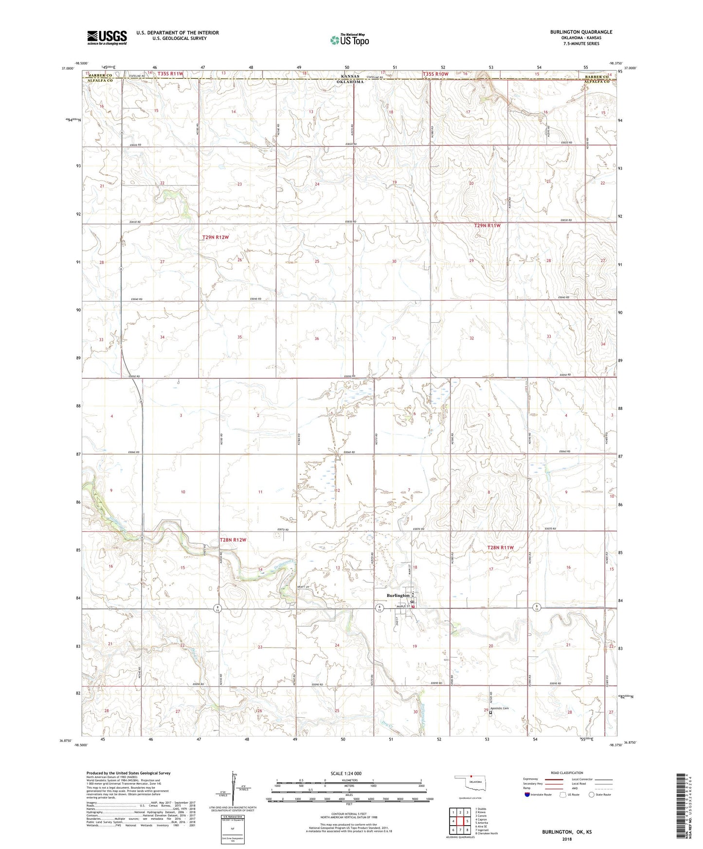 Burlington Oklahoma US Topo Map Image