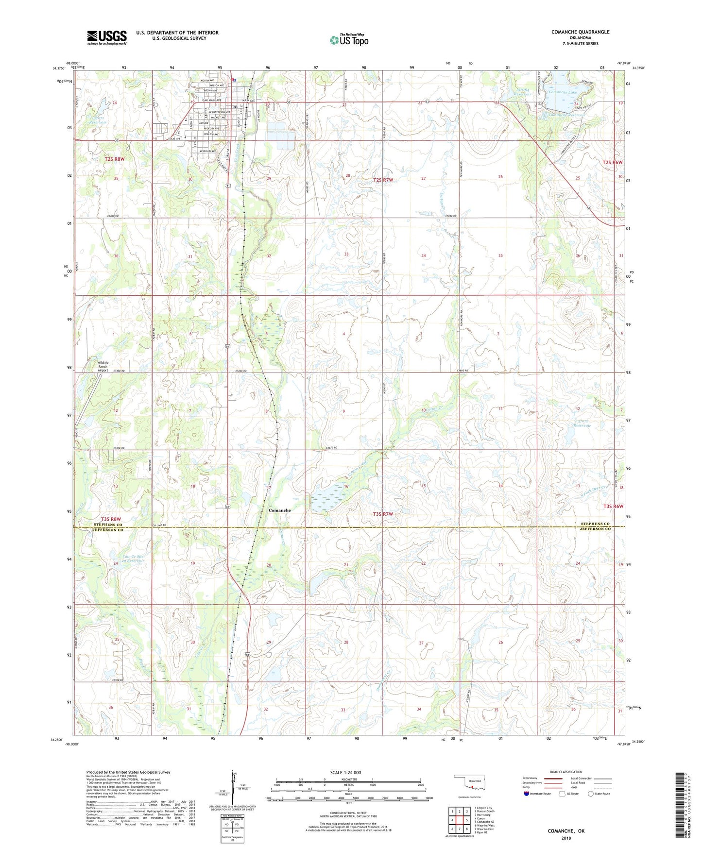 Comanche Oklahoma US Topo Map Image