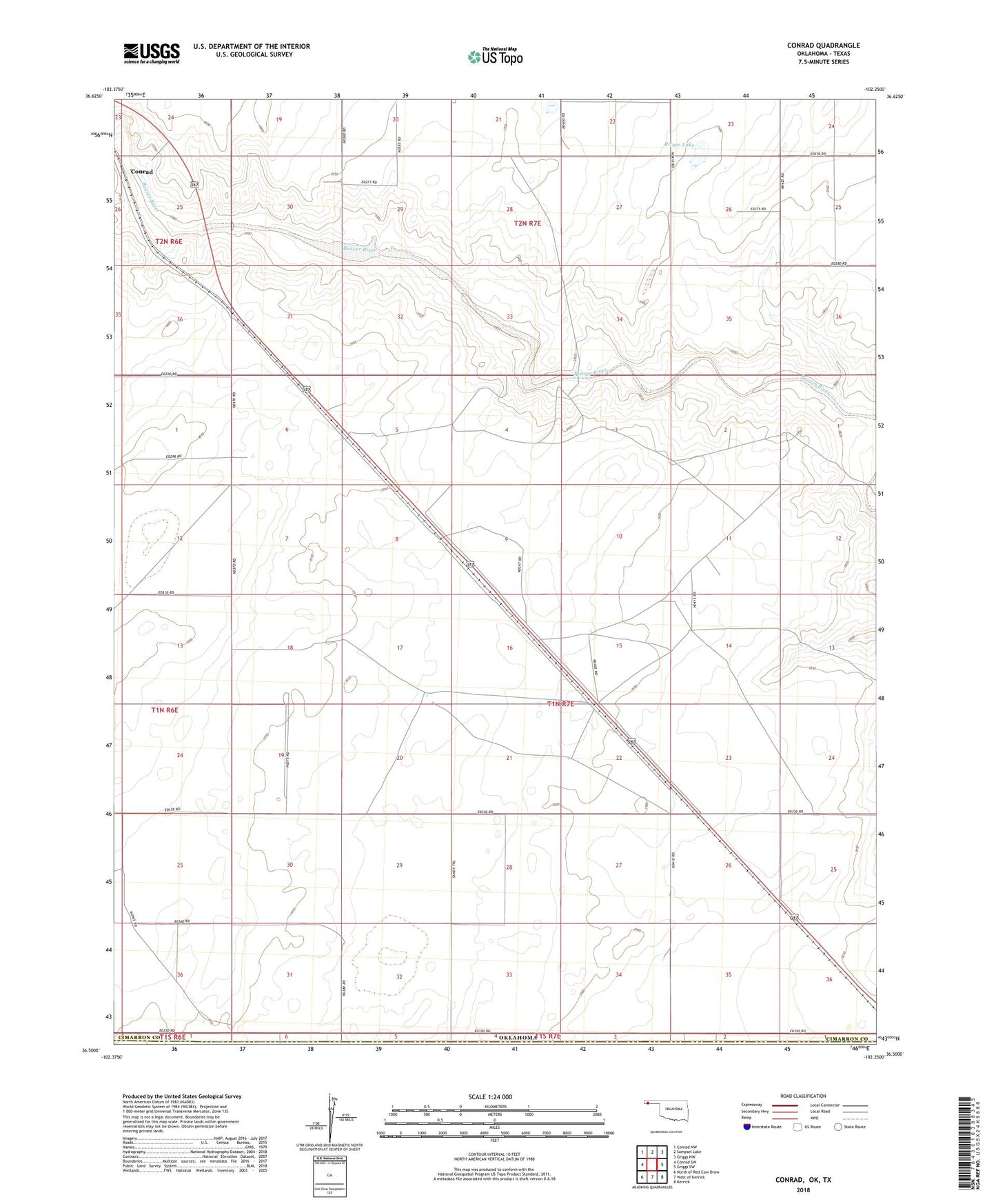 Conrad Oklahoma US Topo Map Image