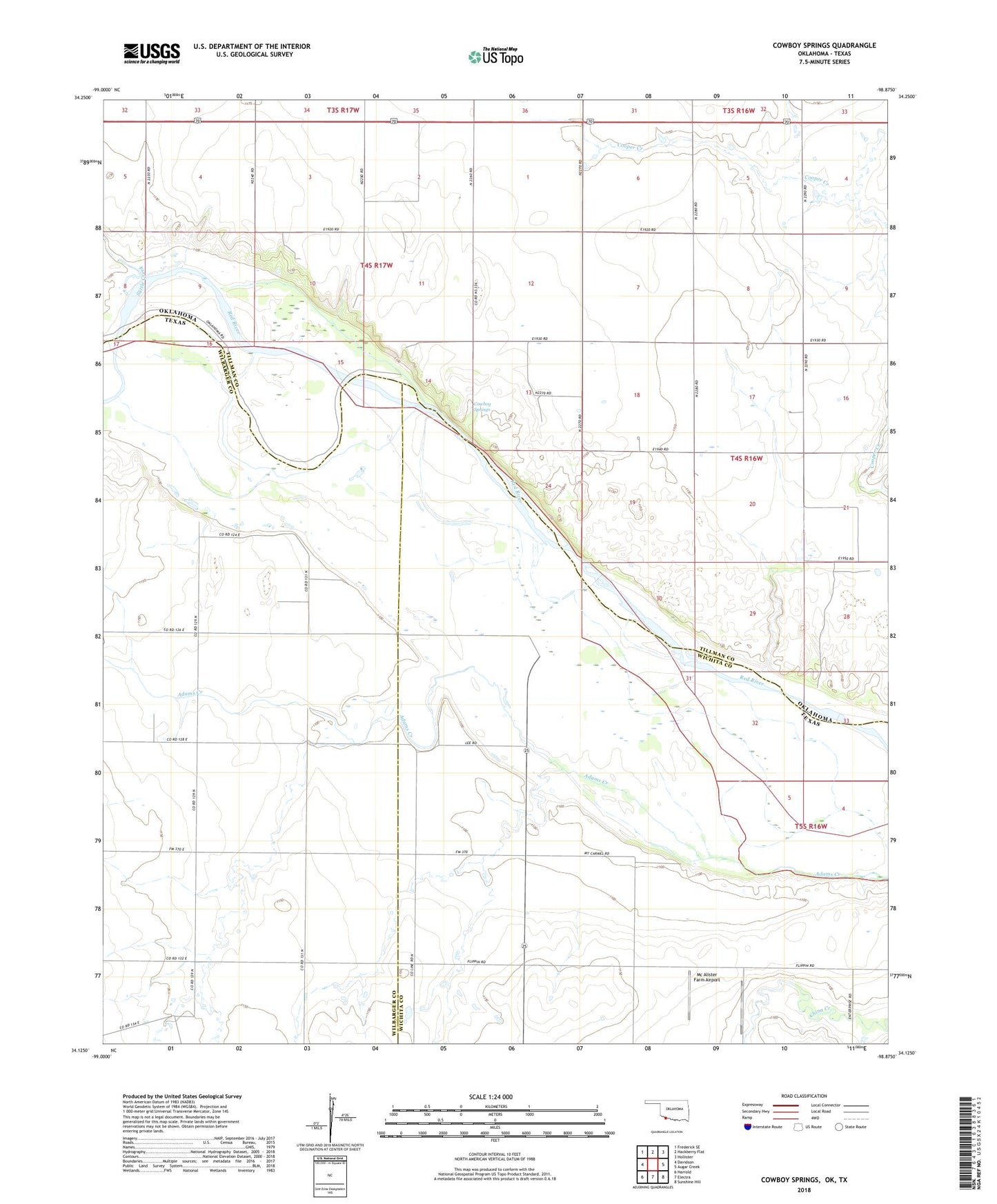 Cowboy Springs Oklahoma US Topo Map Image